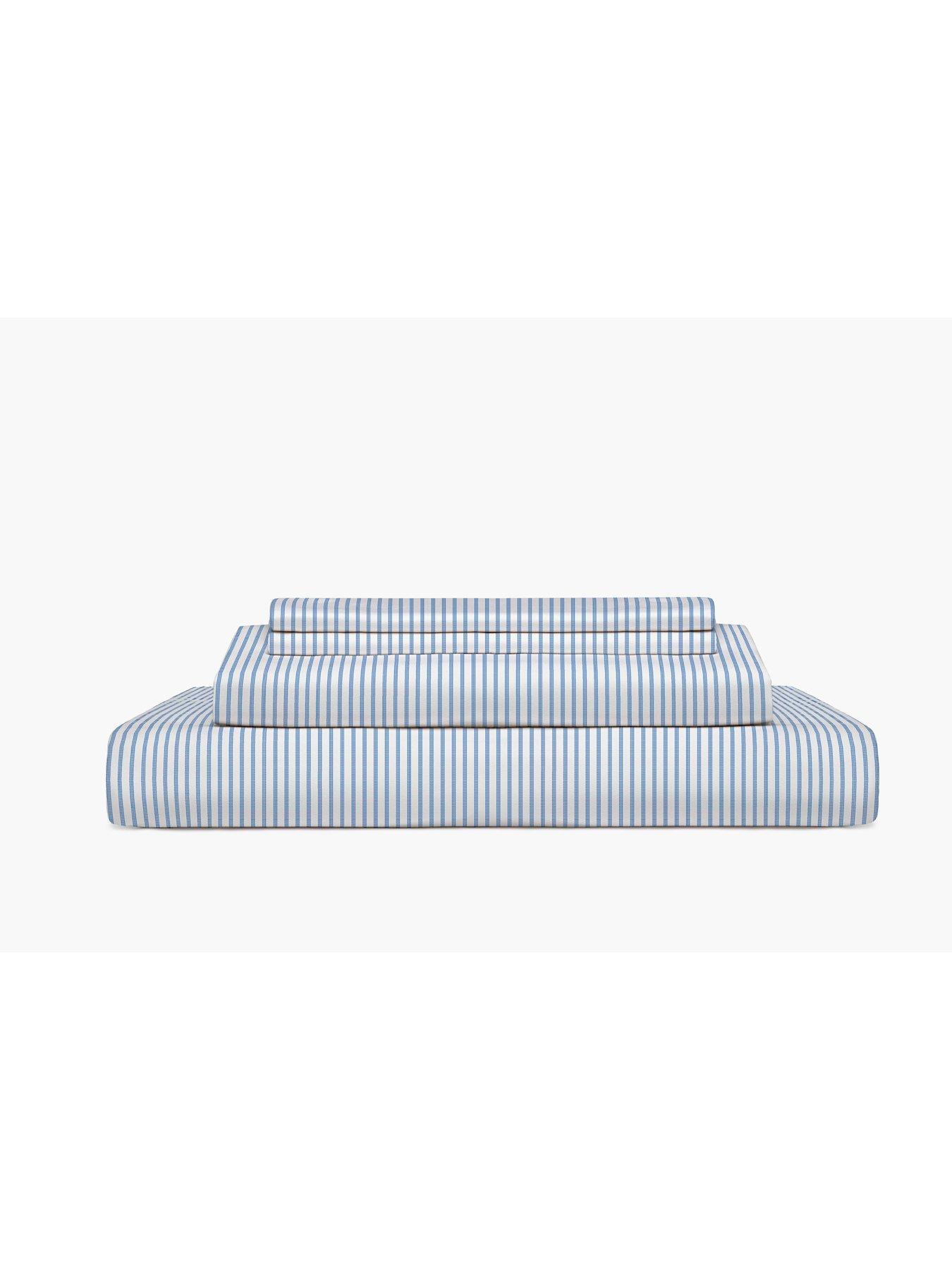  image of copenhagen-home-pyjama-stripe-fitted-sheet-blue