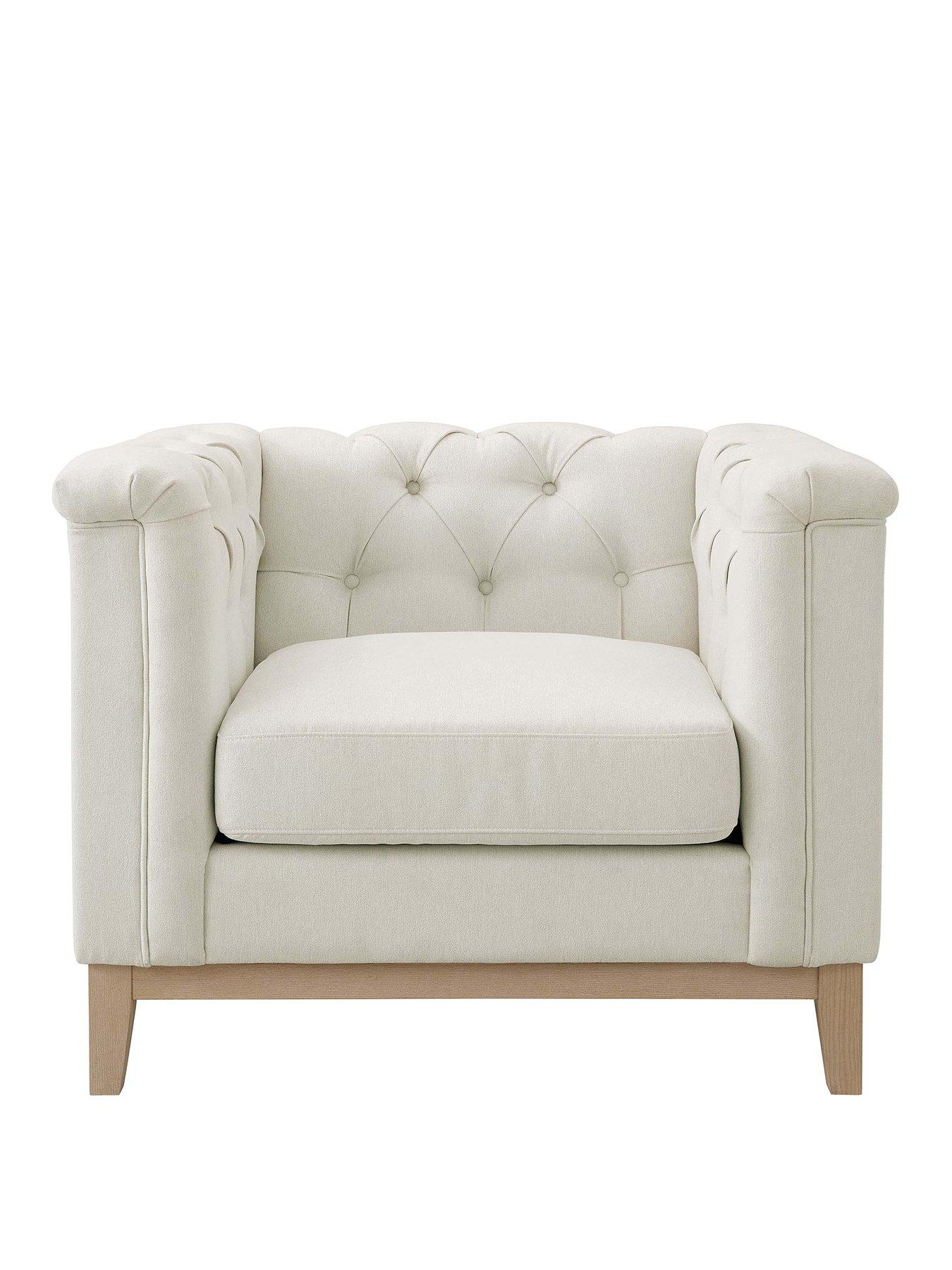 Image 2 of 7 of Dusk Chesterfield Linen Armchair - Cream Linen
