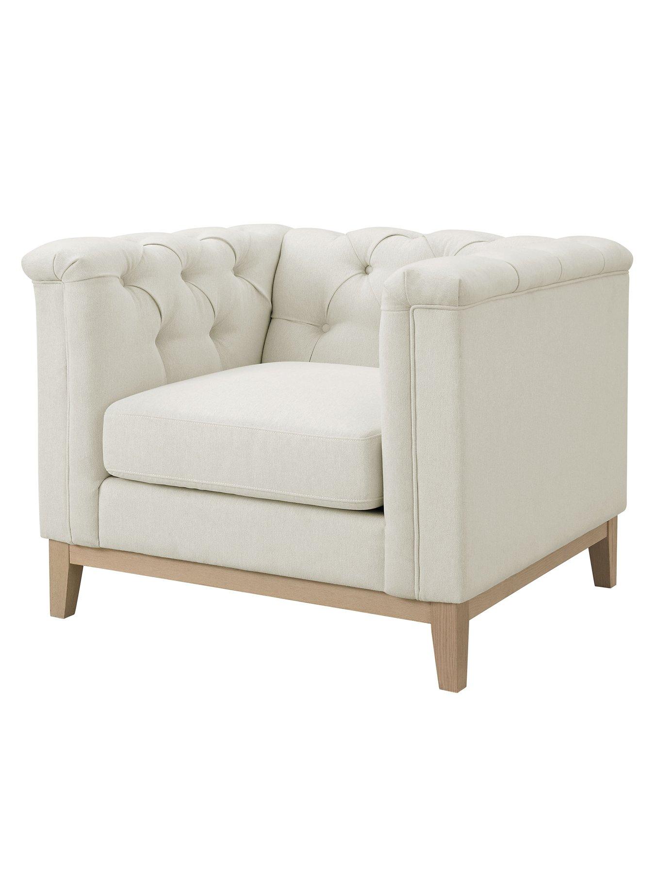 Image 3 of 7 of Dusk Chesterfield Linen Armchair - Cream Linen
