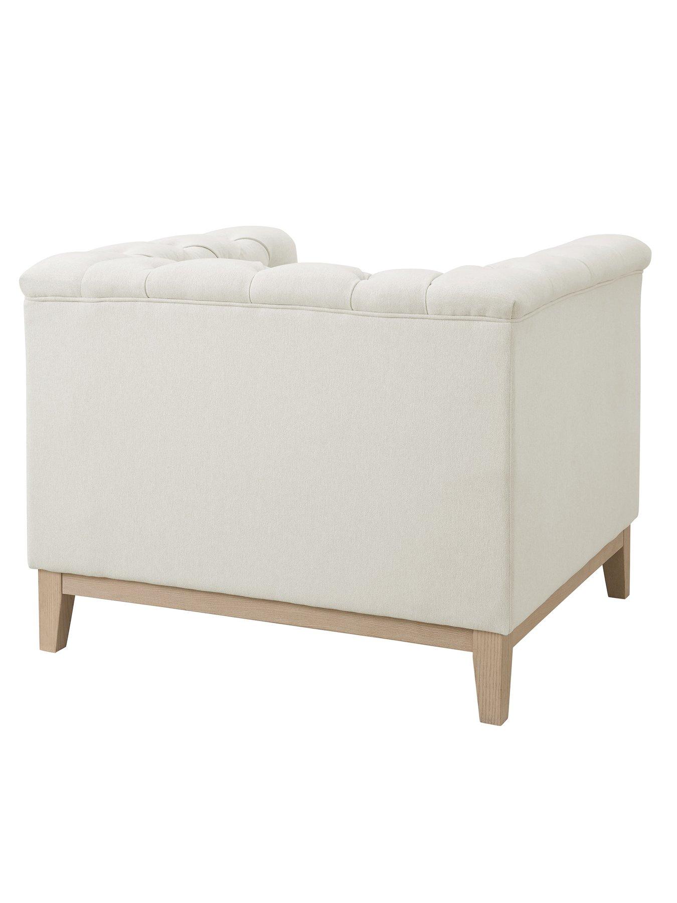 Image 5 of 7 of Dusk Chesterfield Linen Armchair - Cream Linen