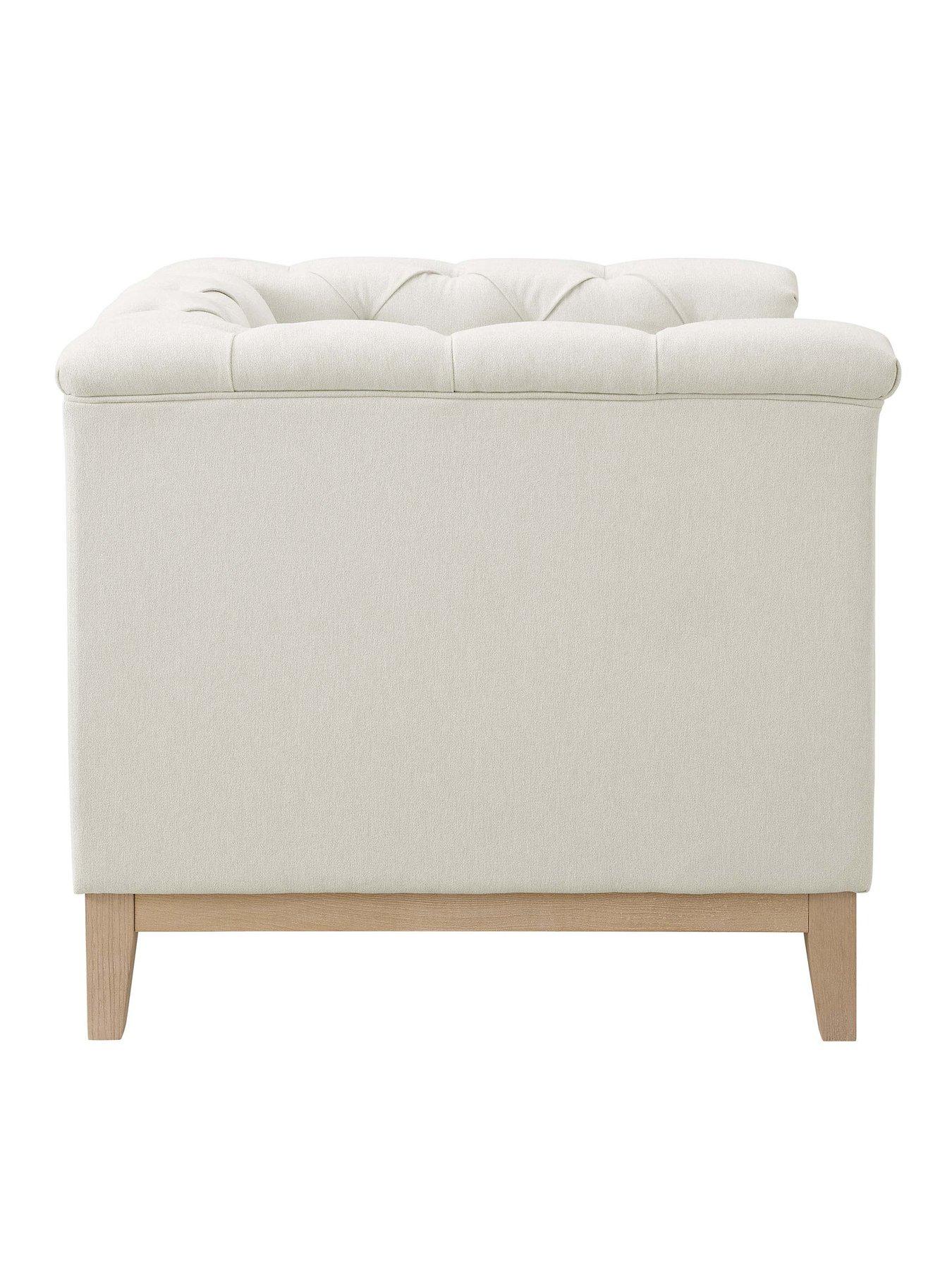 Image 6 of 7 of Dusk Chesterfield Linen Armchair - Cream Linen