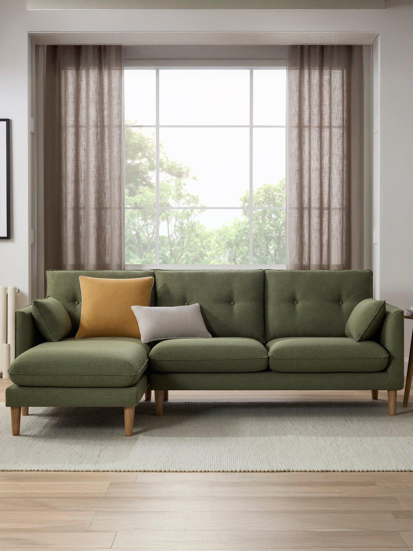 Dusk Shoreditch Left Hand Chaise Sofa - Woven Green