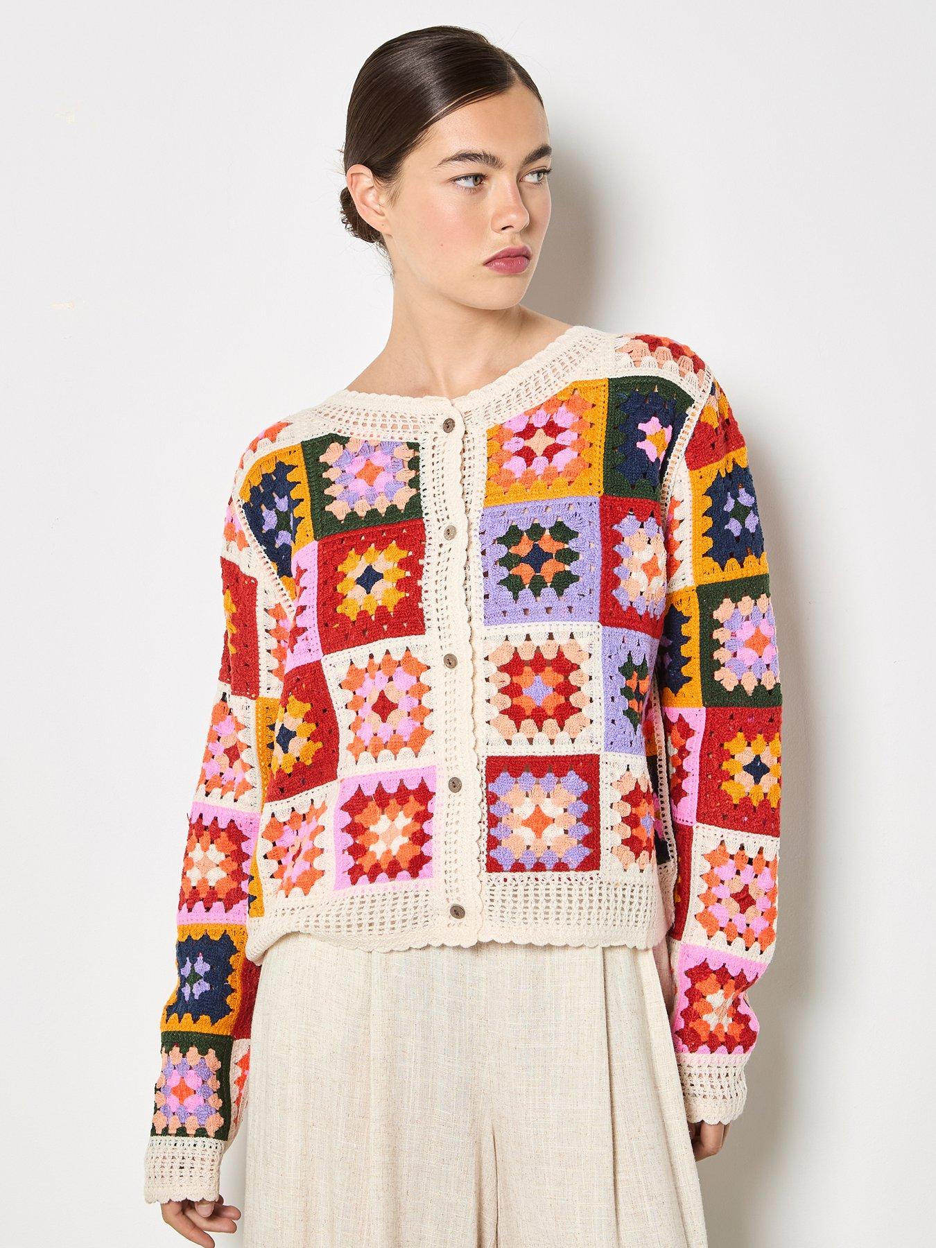 Apricot Apricot Bright Crochet Squares Cardigan