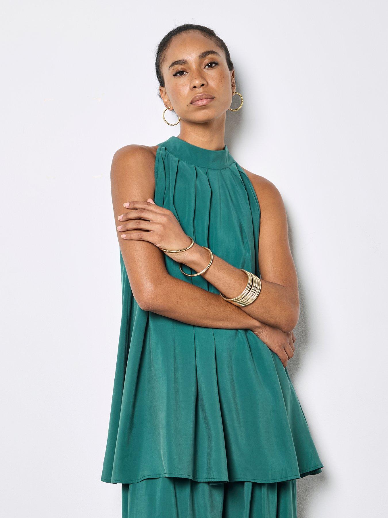 Apricot Pleat Detail Tunic Top