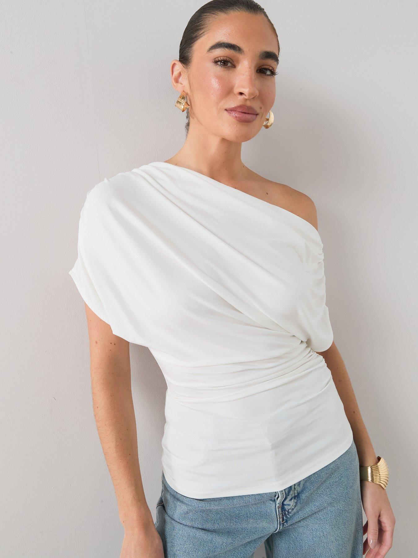 The Very Collection Off Shoulder Draped Top - White