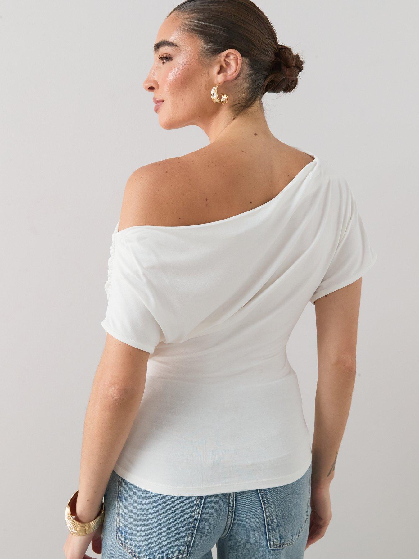 Image 2 of 7 of The Very Collection Off Shoulder Draped Top - White
