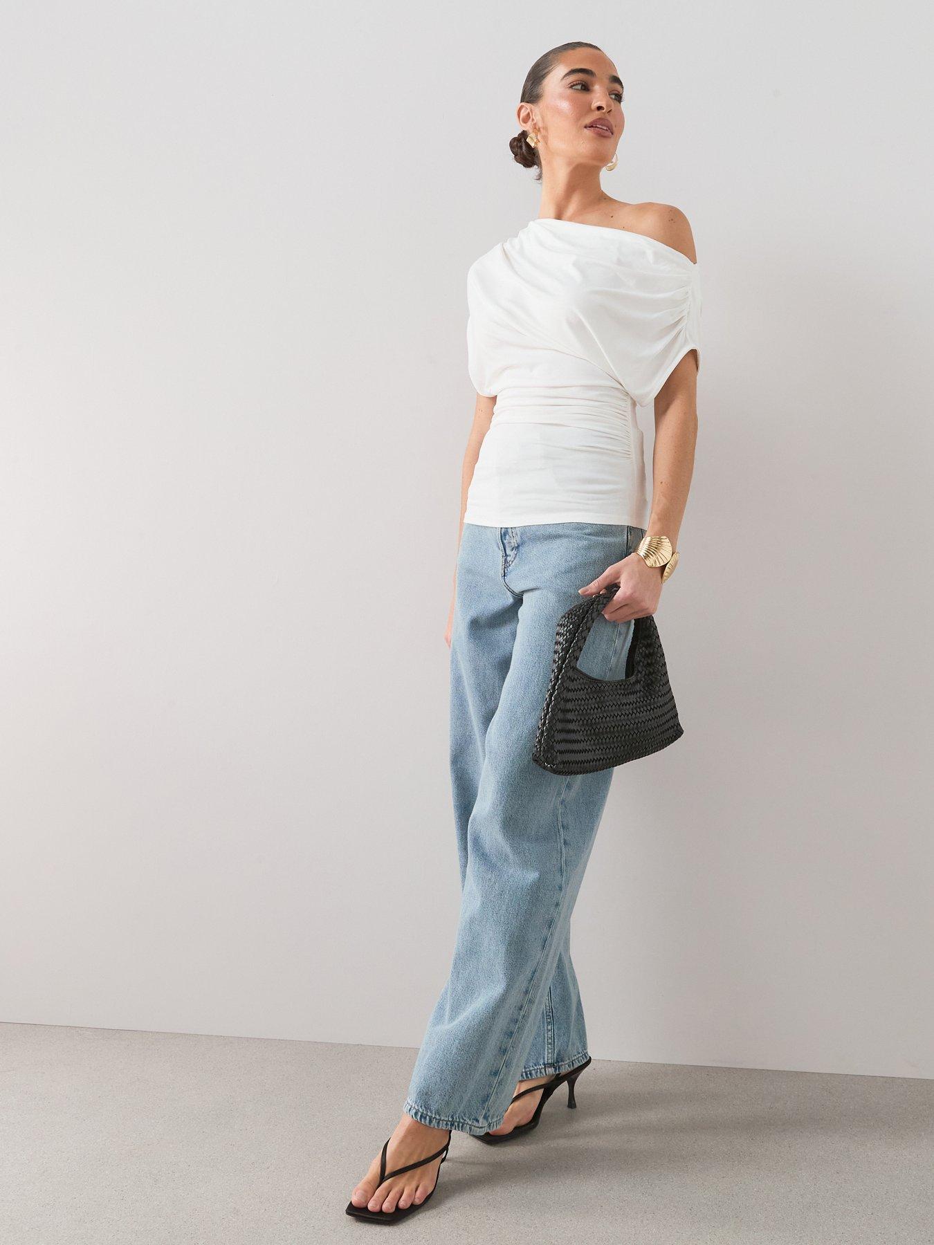 Image 3 of 7 of The Very Collection Off Shoulder Draped Top - White