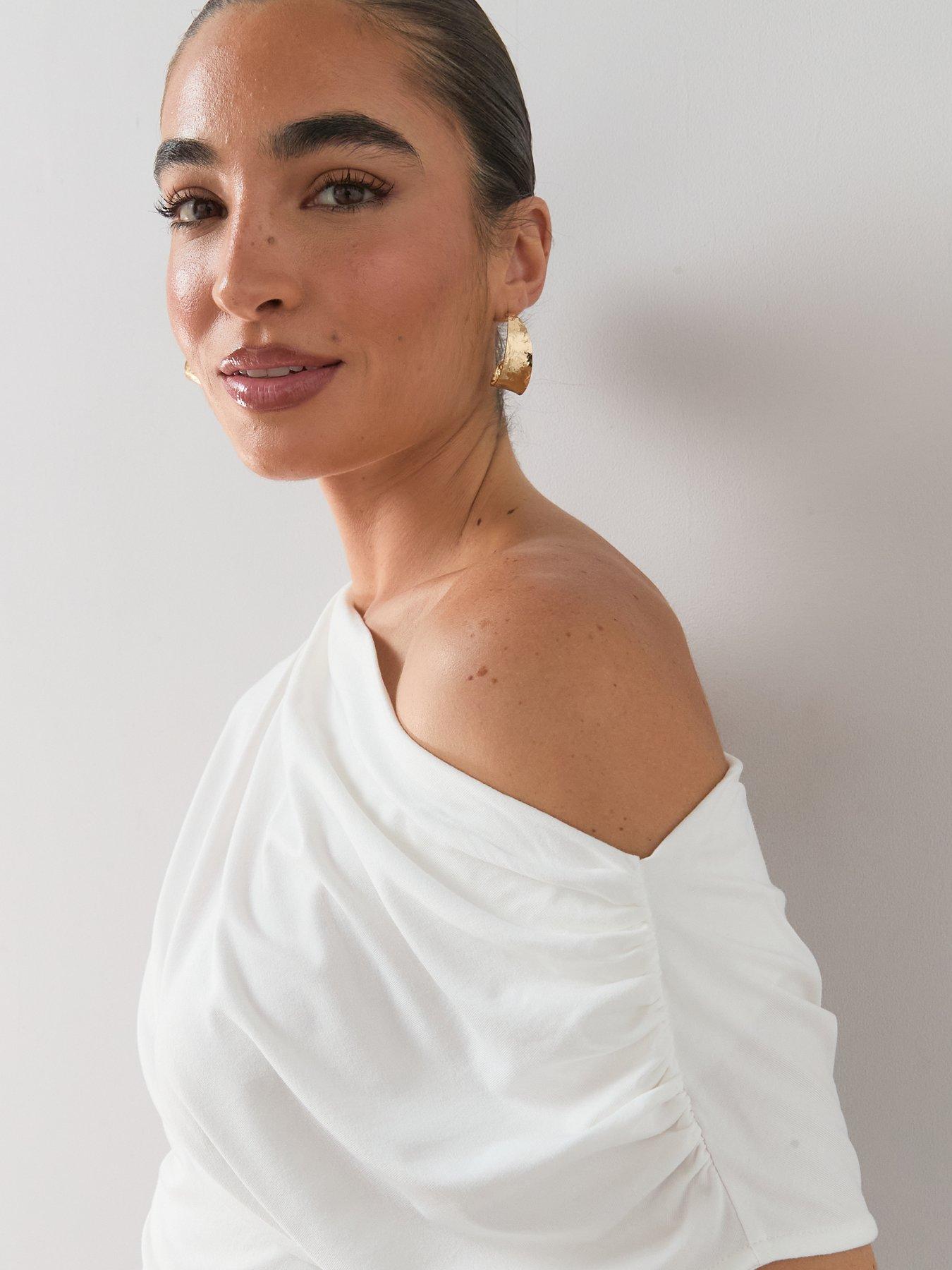 Image 4 of 7 of The Very Collection Off Shoulder Draped Top - White