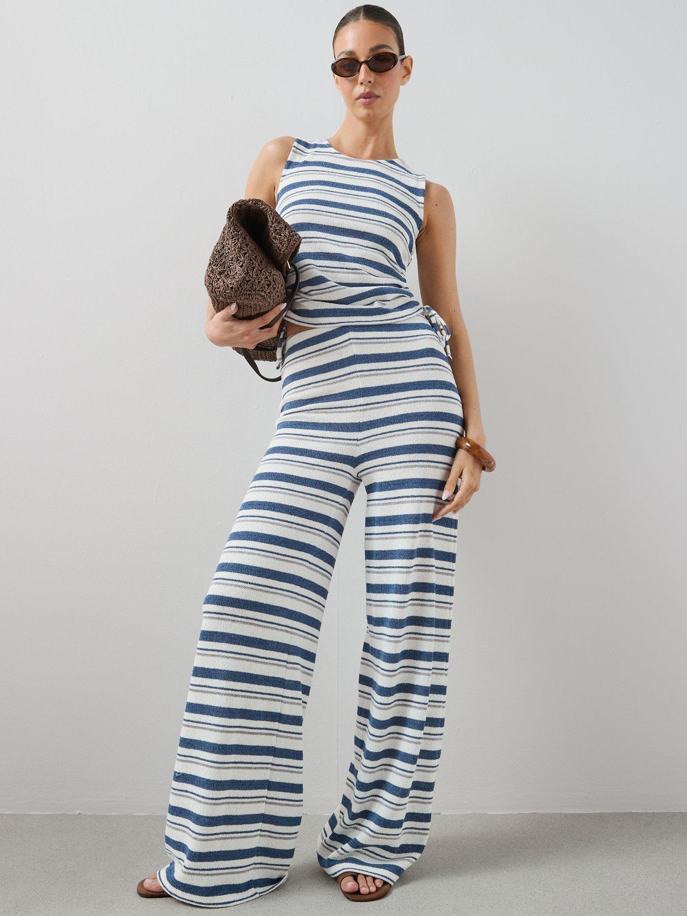 The Very Collection Wide Leg Co-ord Trousers- Stripe