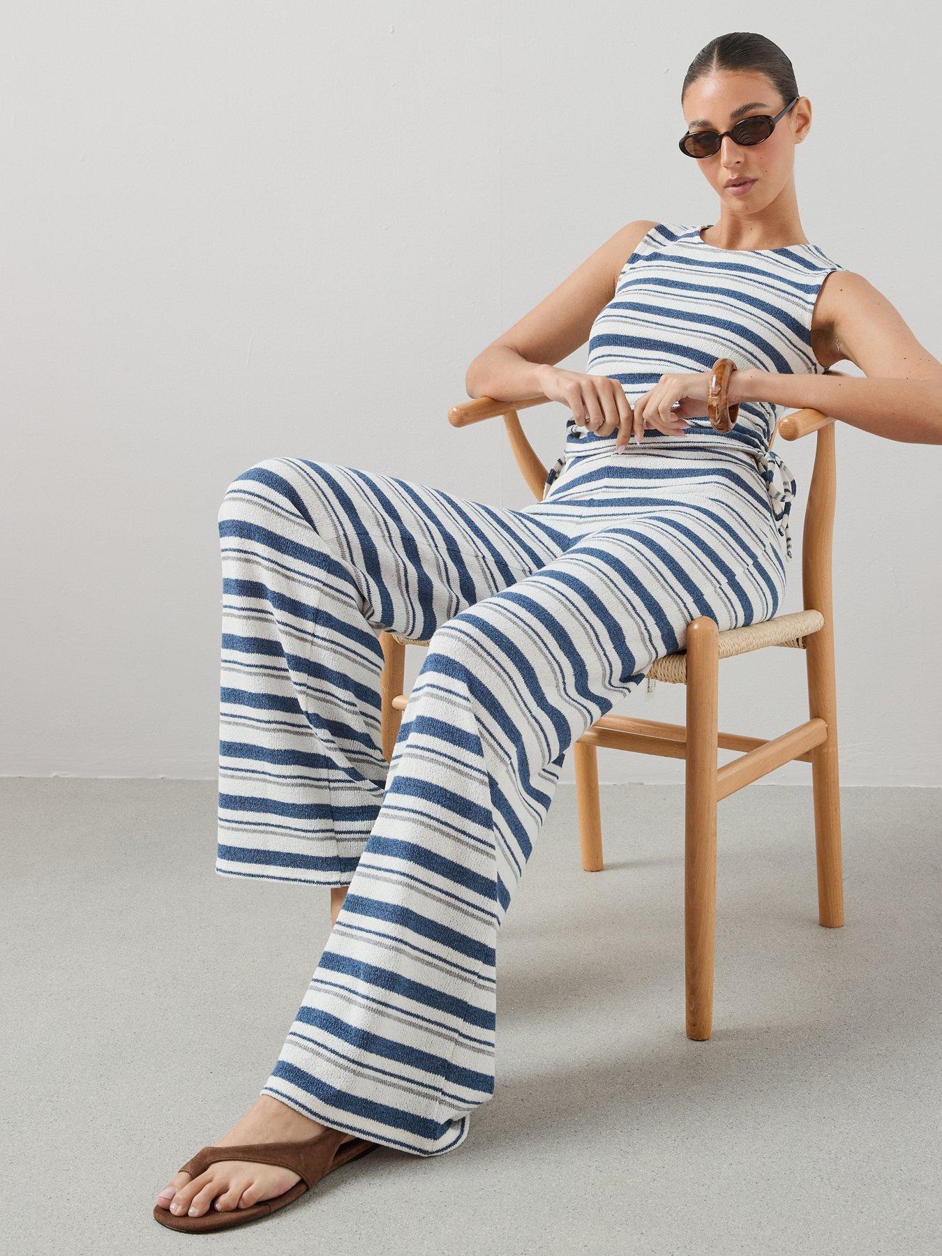 Image 5 of 7 of The Very Collection Wide Leg Co-ord Trousers- Stripe