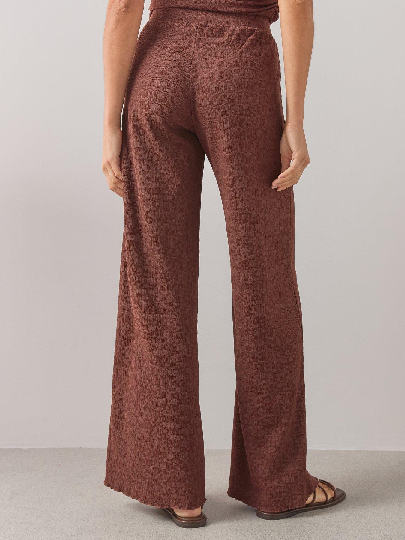 Image 2 of 6 of The Very Collection Textured Wide Leg Co-ord Trousers -brown