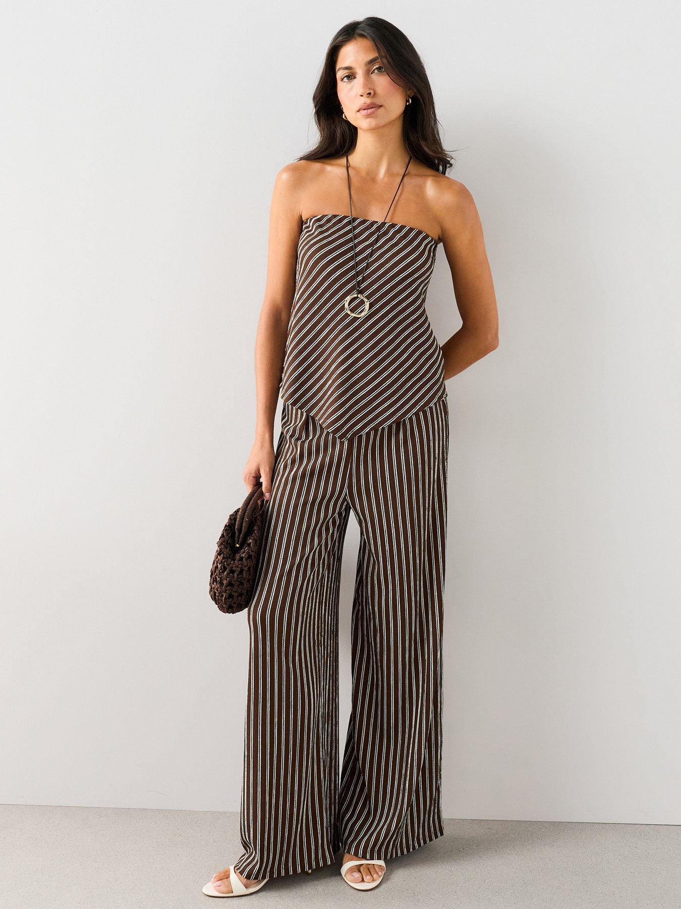 The Very Collection Textured Wide Leg Co-ord Trousers-stripe