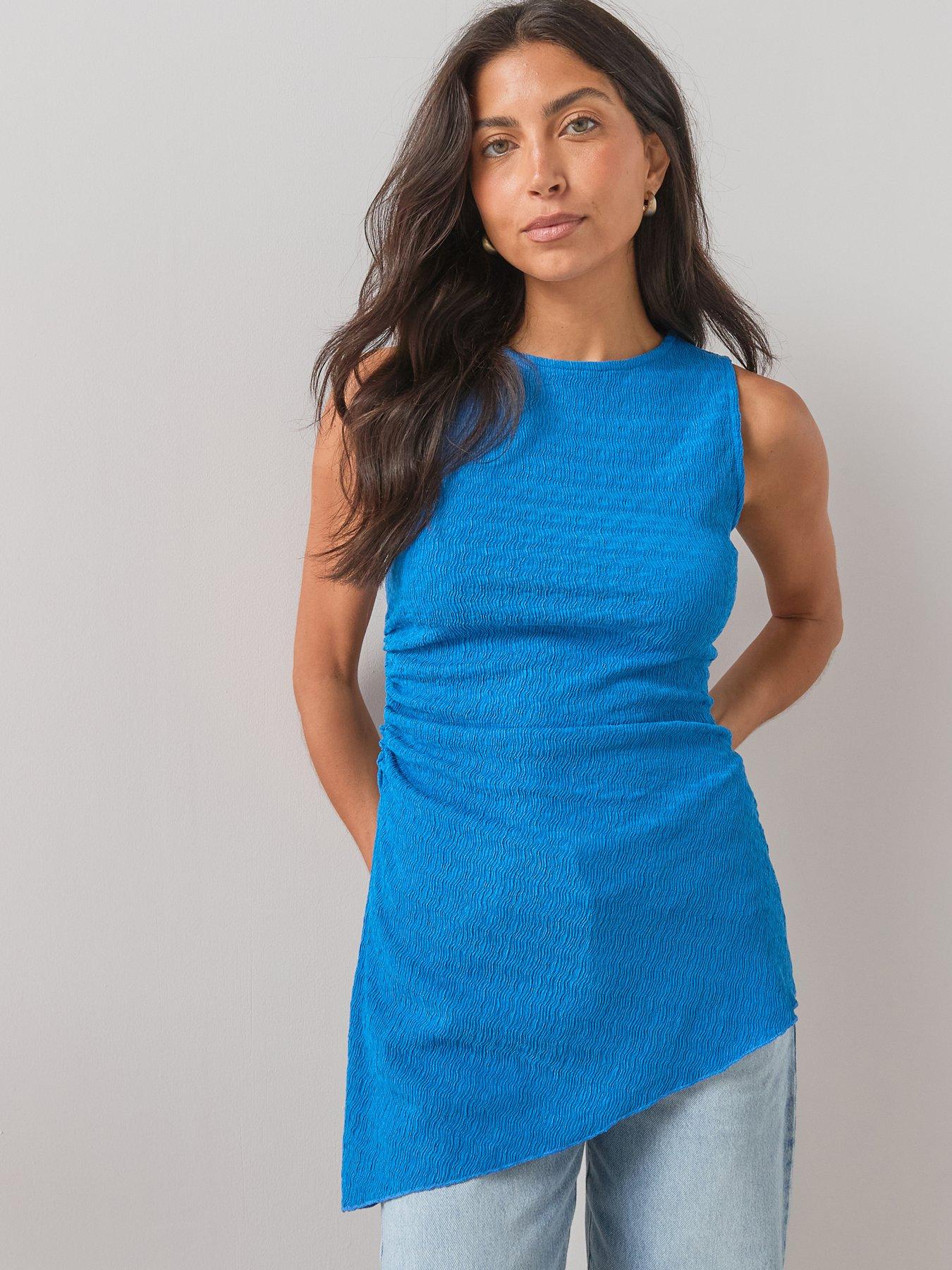 The Very Collection Longline Asymmetric Tunic Top- Blue