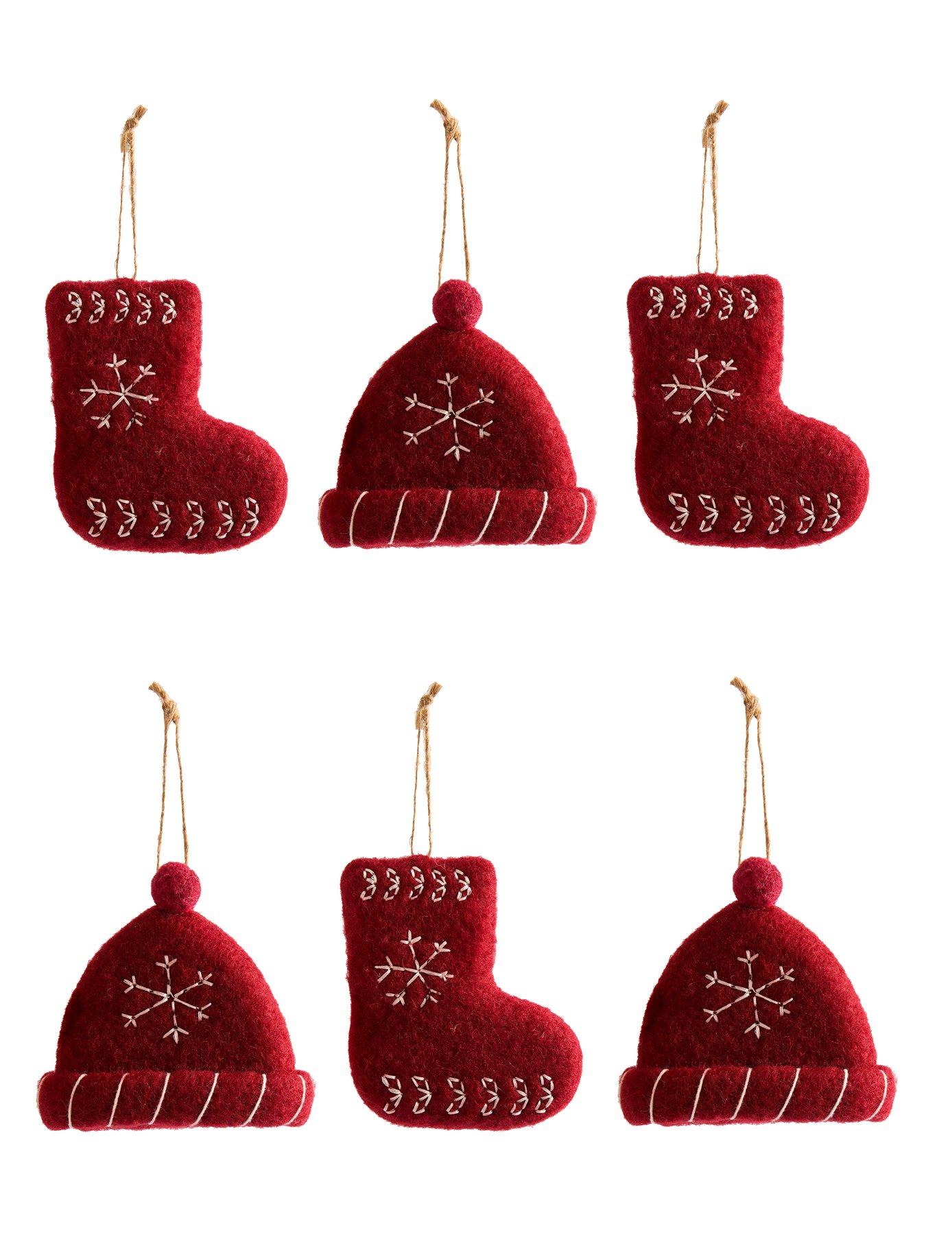 Image 3 of 3 of The Very Collection Set of 4 Fabric Christmas Tree Decorations -&nbsp;Stocking, Hat And Trees