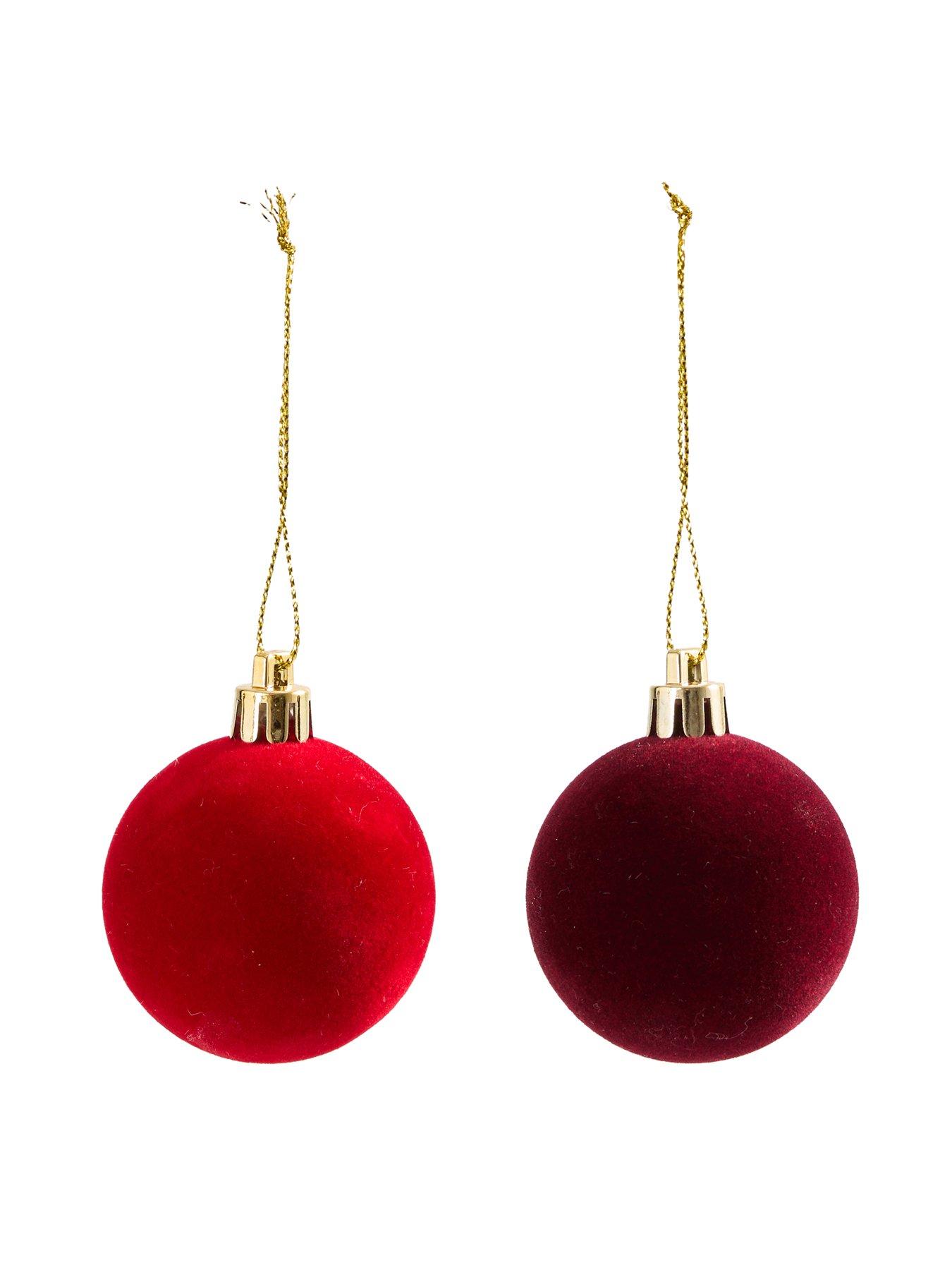 Image 3 of 3 of The Very Collection Bumper&nbsp;Pack of 50 Flocked Christmas Tree Baubles&nbsp;- Red