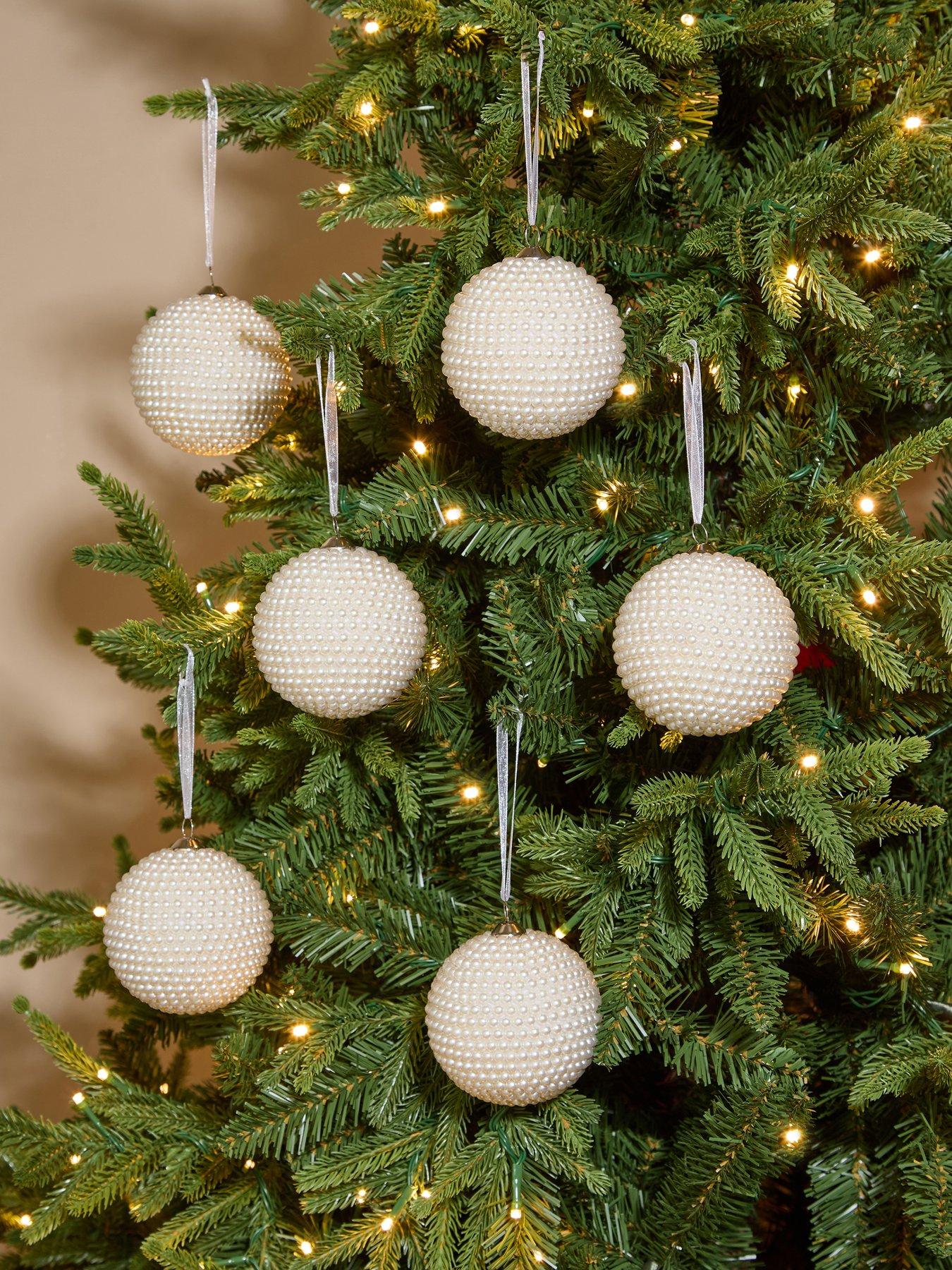 The Very Collection Set of 6 Pearl Christmas Tree Baubles