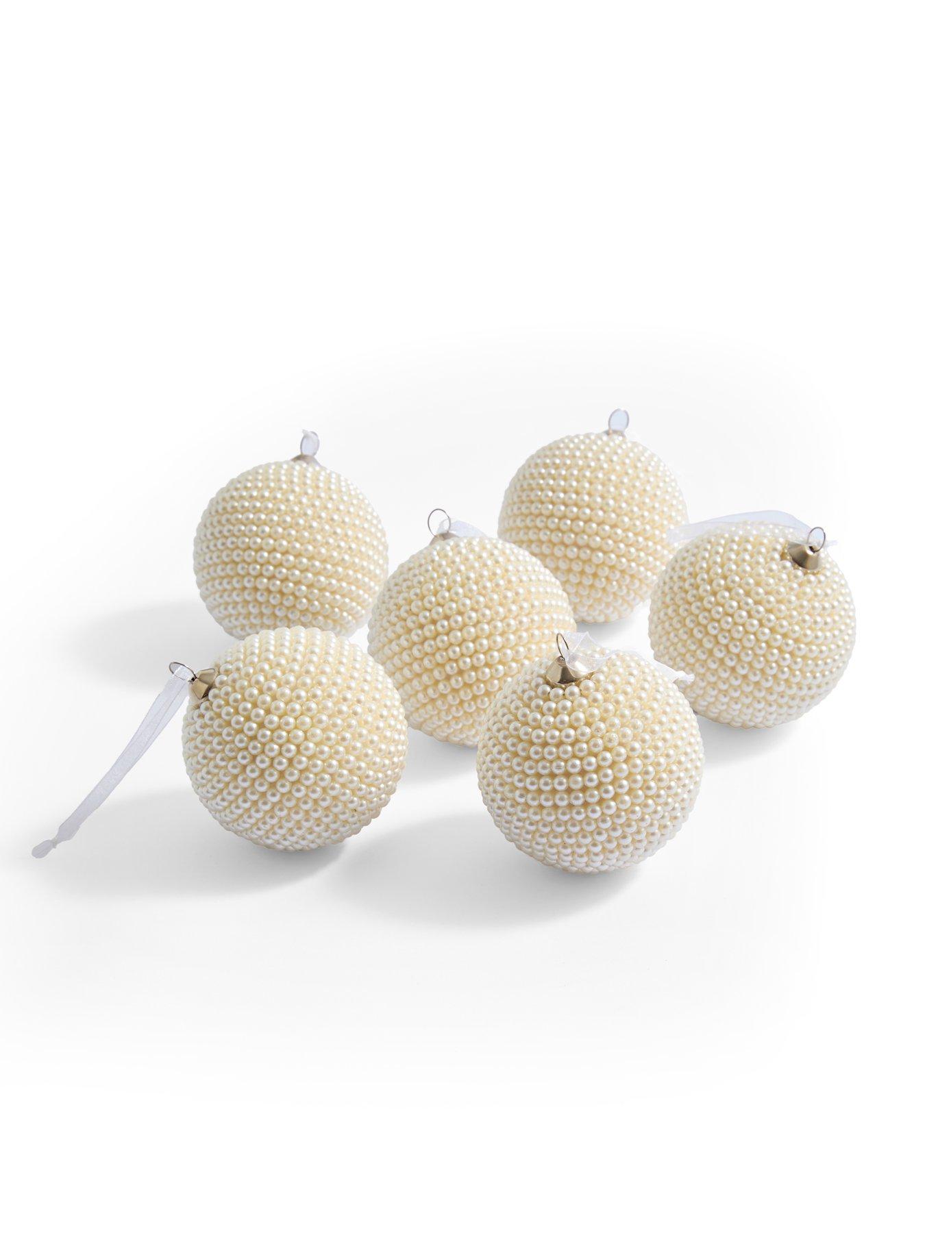 Image 2 of 3 of The Very Collection Set of 6 Pearl Christmas Tree&nbsp;Baubles