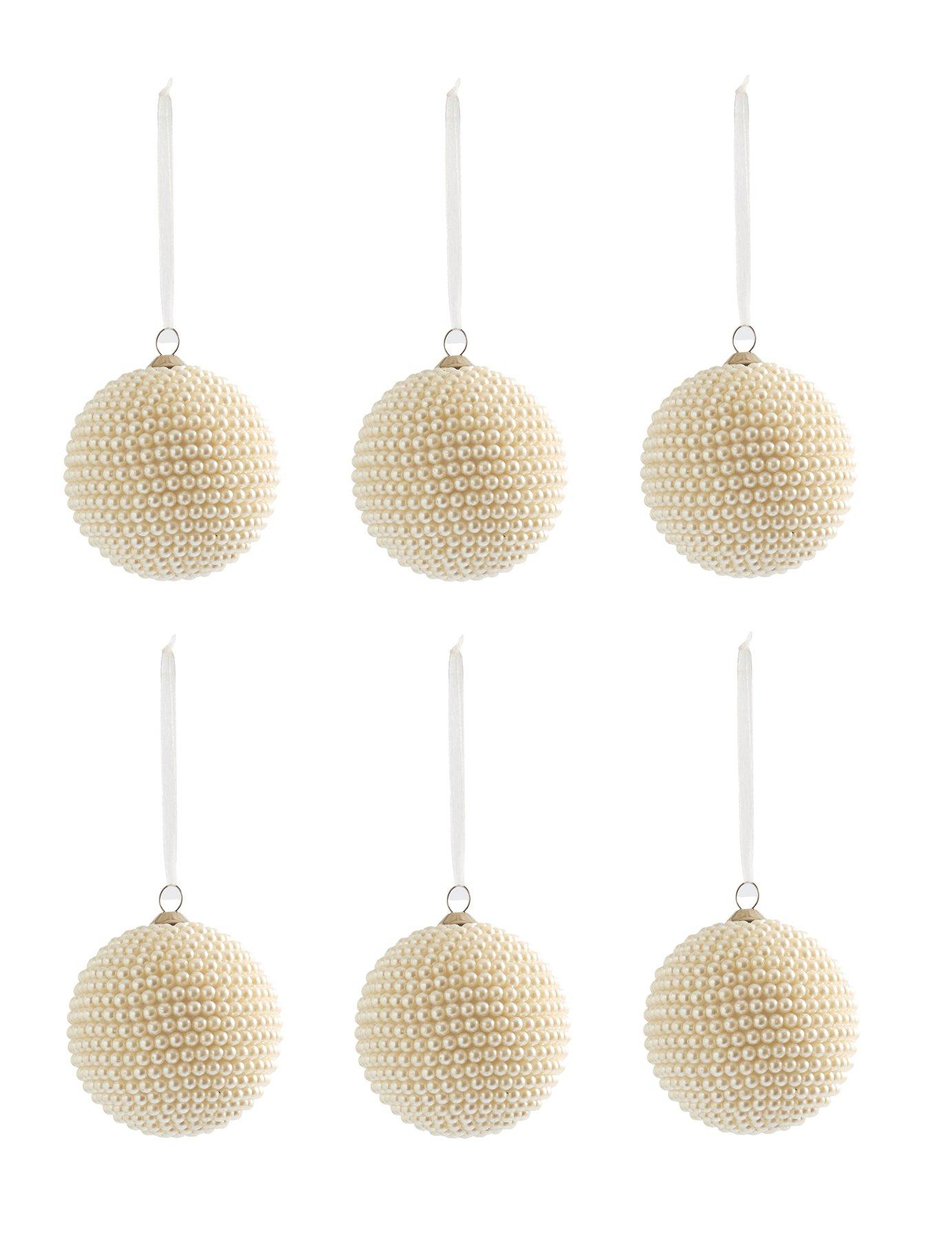 Image 3 of 3 of The Very Collection Set of 6 Pearl Christmas Tree&nbsp;Baubles