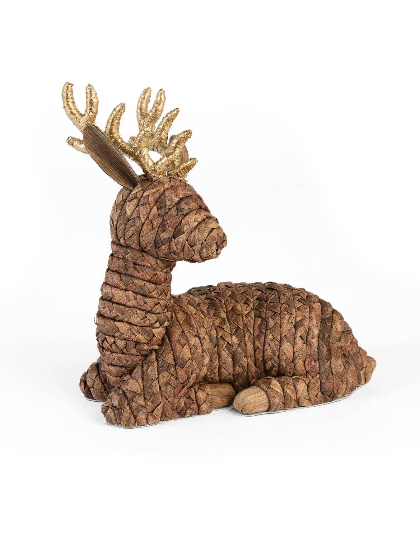 Image 2 of 6 of The Very Collection Rattan Sitting Reindeer Christmas Decoration