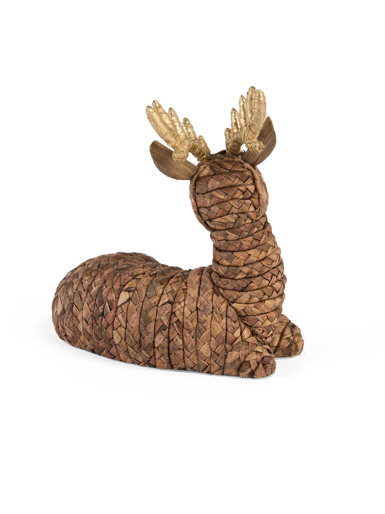 Image 3 of 6 of The Very Collection Rattan Sitting Reindeer Christmas Decoration