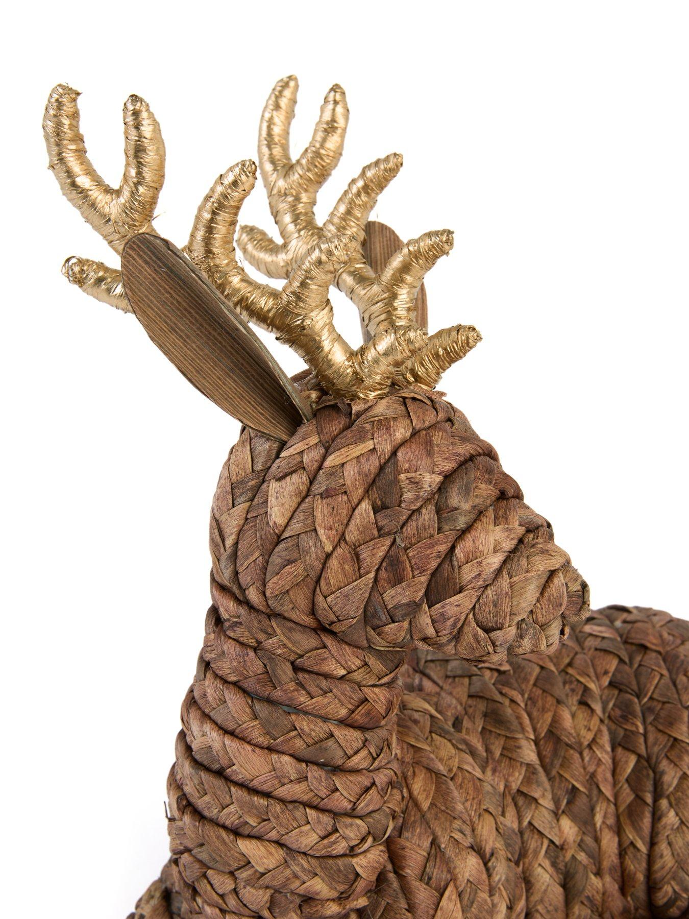 Image 4 of 6 of The Very Collection Rattan Sitting Reindeer Christmas Decoration