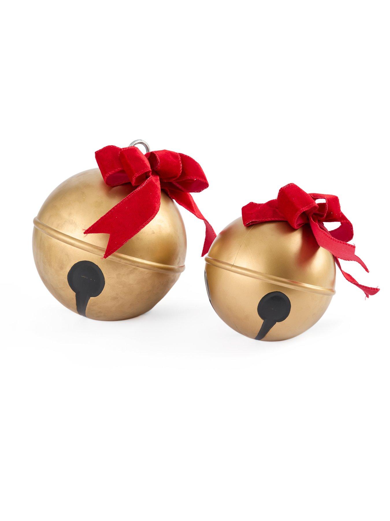 Image 2 of 7 of The Very Collection Set of 2 Plastic Christmas&nbsp;Bell Ornament Decorations - Gold
