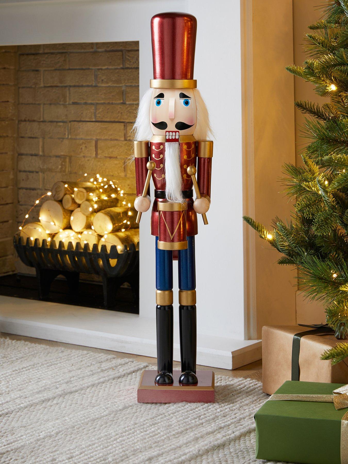 The Very Collection Large Wooden Nutcracker Christmas Decoration - 75 cm