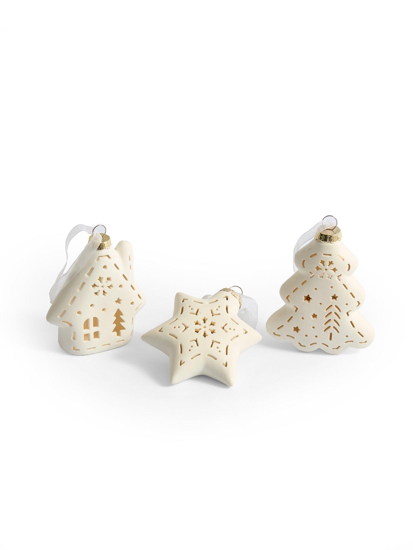 Image 2 of 3 of The Very Collection Set of 3 Ceramic&nbsp;Christmas Tree&nbsp;Baubles with LEDs