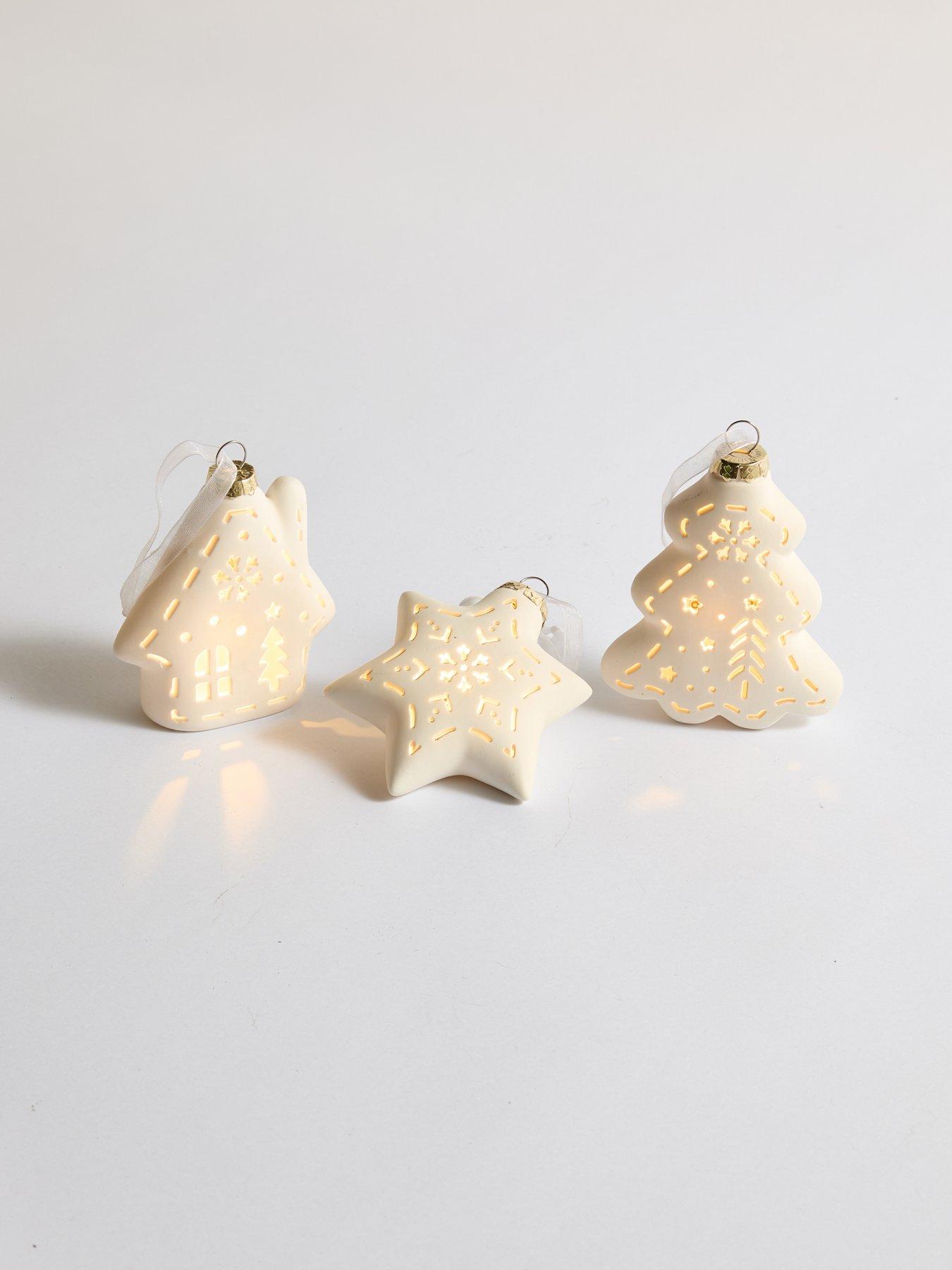 Image 3 of 3 of The Very Collection Set of 3 Ceramic&nbsp;Christmas Tree&nbsp;Baubles with LEDs