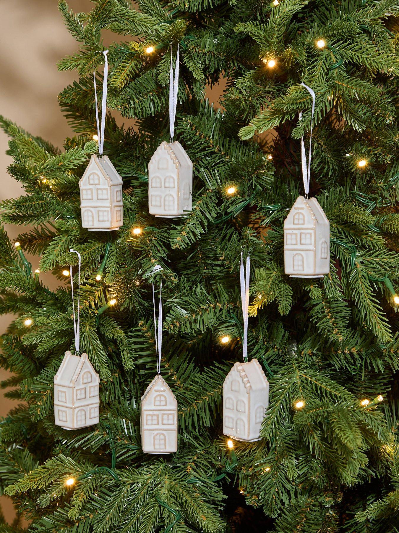 Image 1 of 3 of The Very Collection Set Of 6 Ceramics House Christmas Tree Baubles