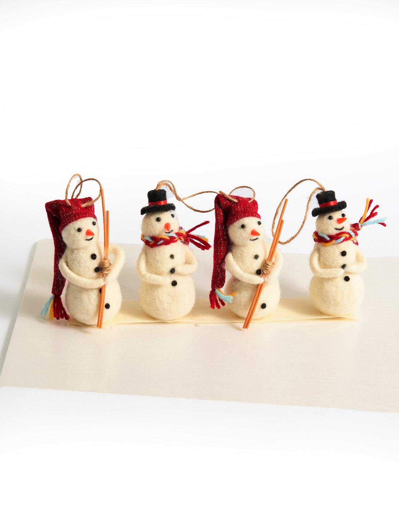 Image 2 of 3 of The Very Collection Set Of 4 Needle Felt Snowman Baubles