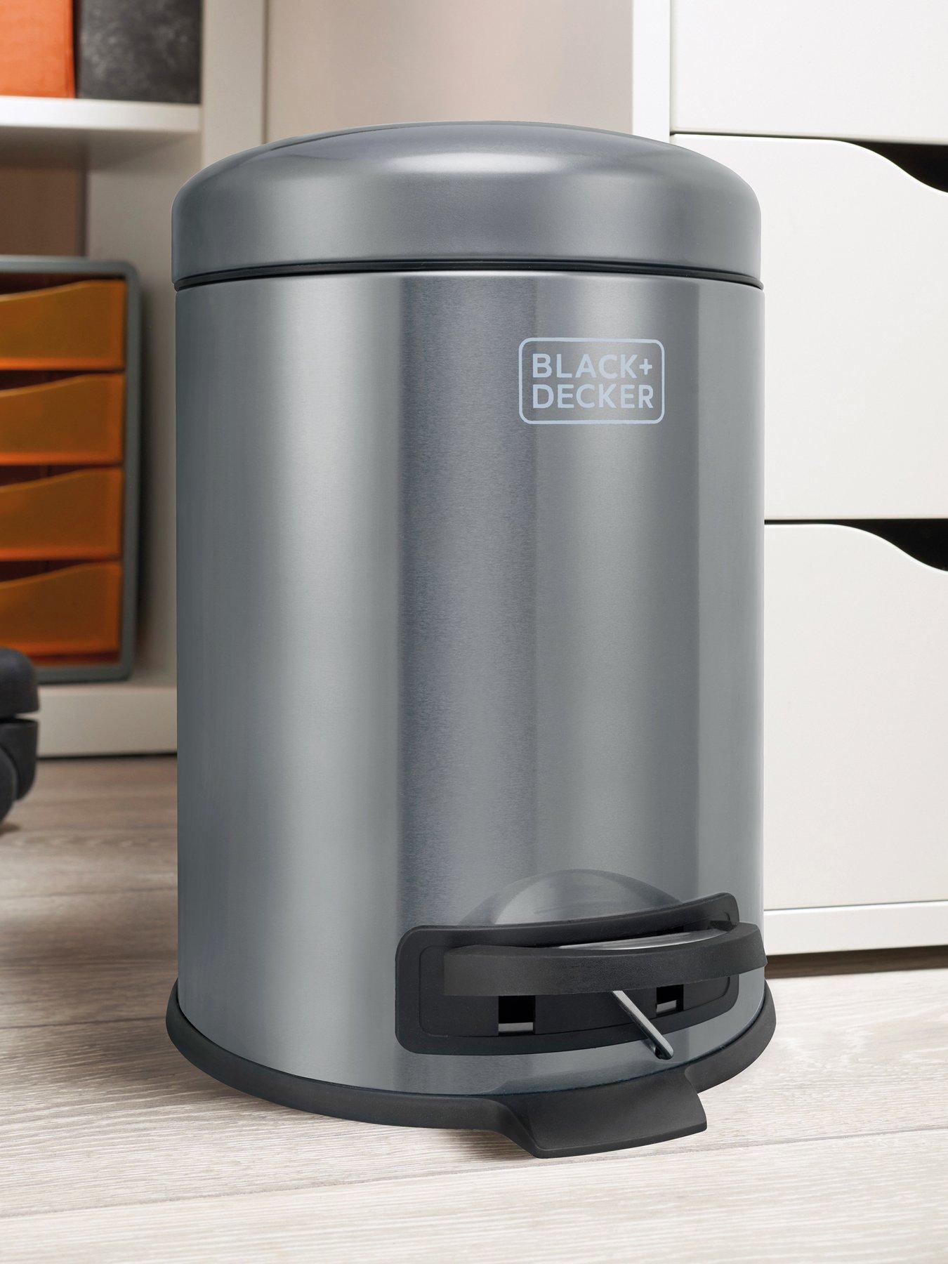 Black & Decker B+d 5l Dome Lid Pedal Bin - Dark Stainless Steel