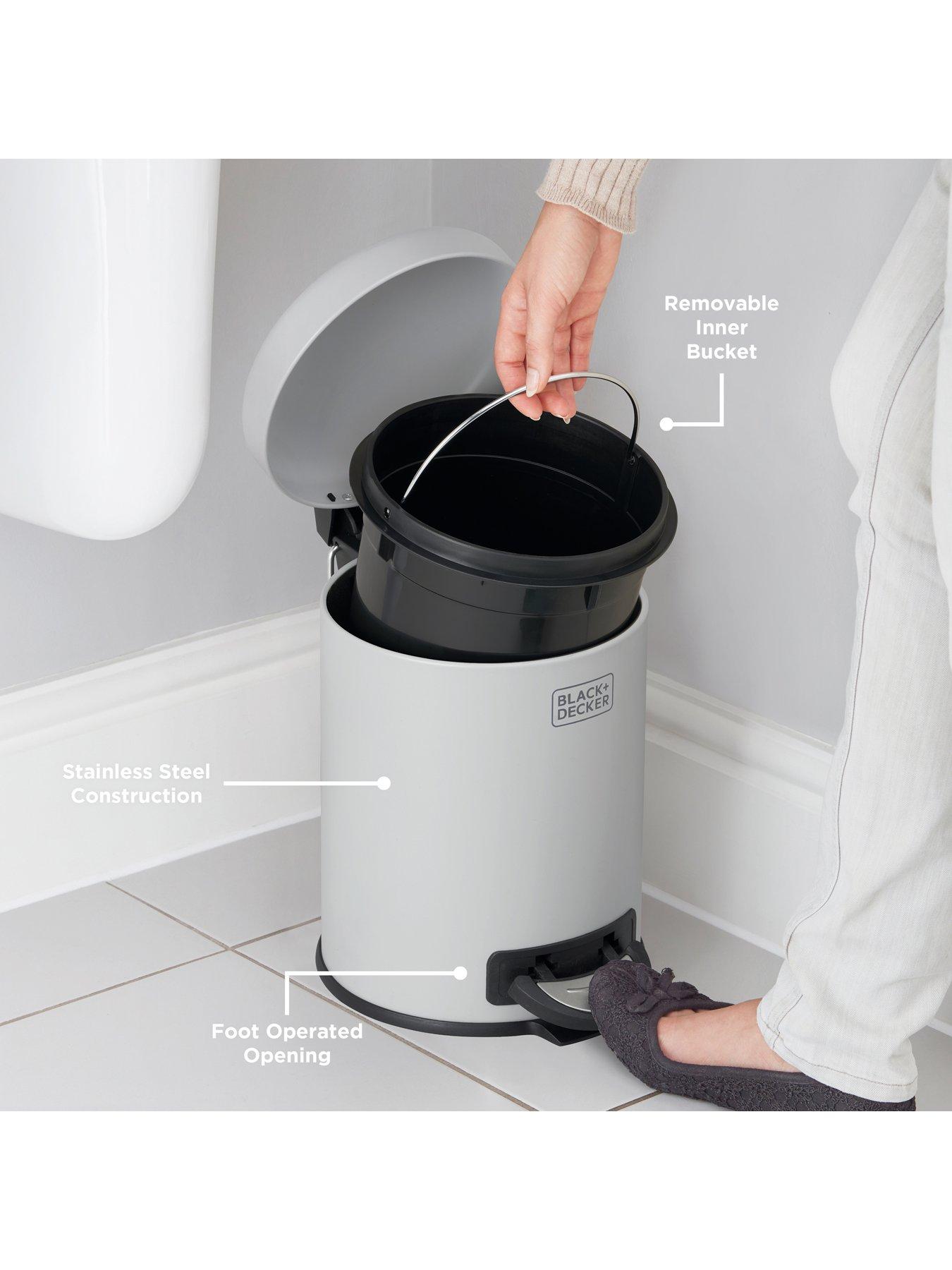 Image 4 of 6 of Black & Decker B+d 5l Dome Lid Pedal Bin - Grey