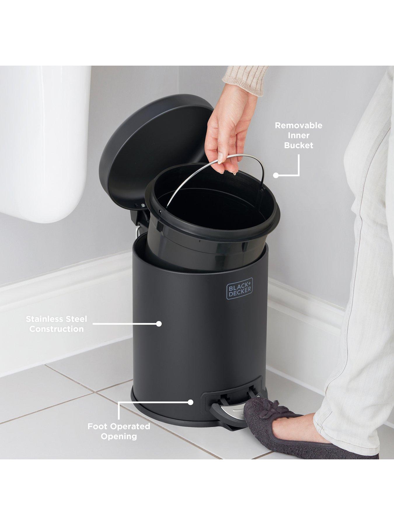 Image 4 of 6 of Black & Decker B+d 5l Dome Lid Pedal Bin - Matt Black