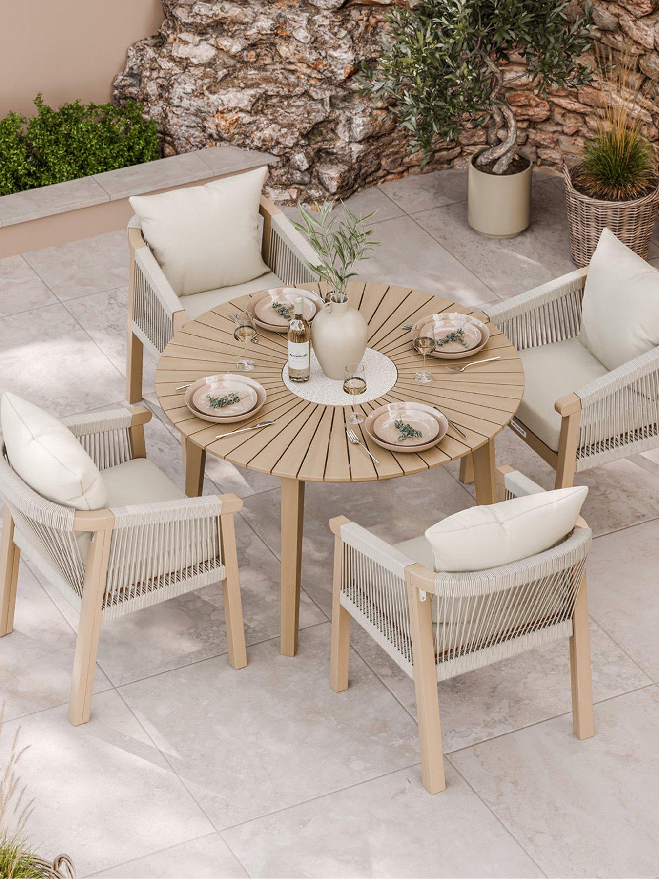 royalcraft-roma-4-seater-round-sunray-tablenbspwith-terrazzo-and-4nbspchairs