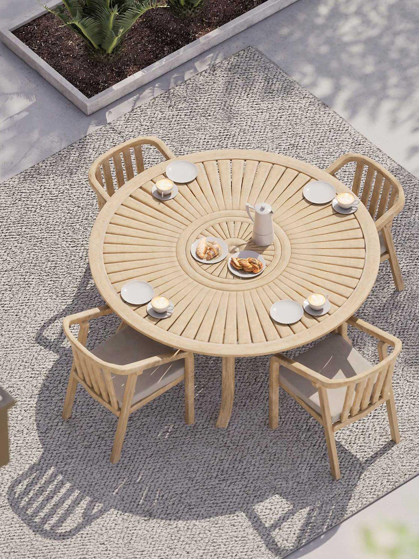 Royalcraft Maris 4-Seater Round with Riven chairs