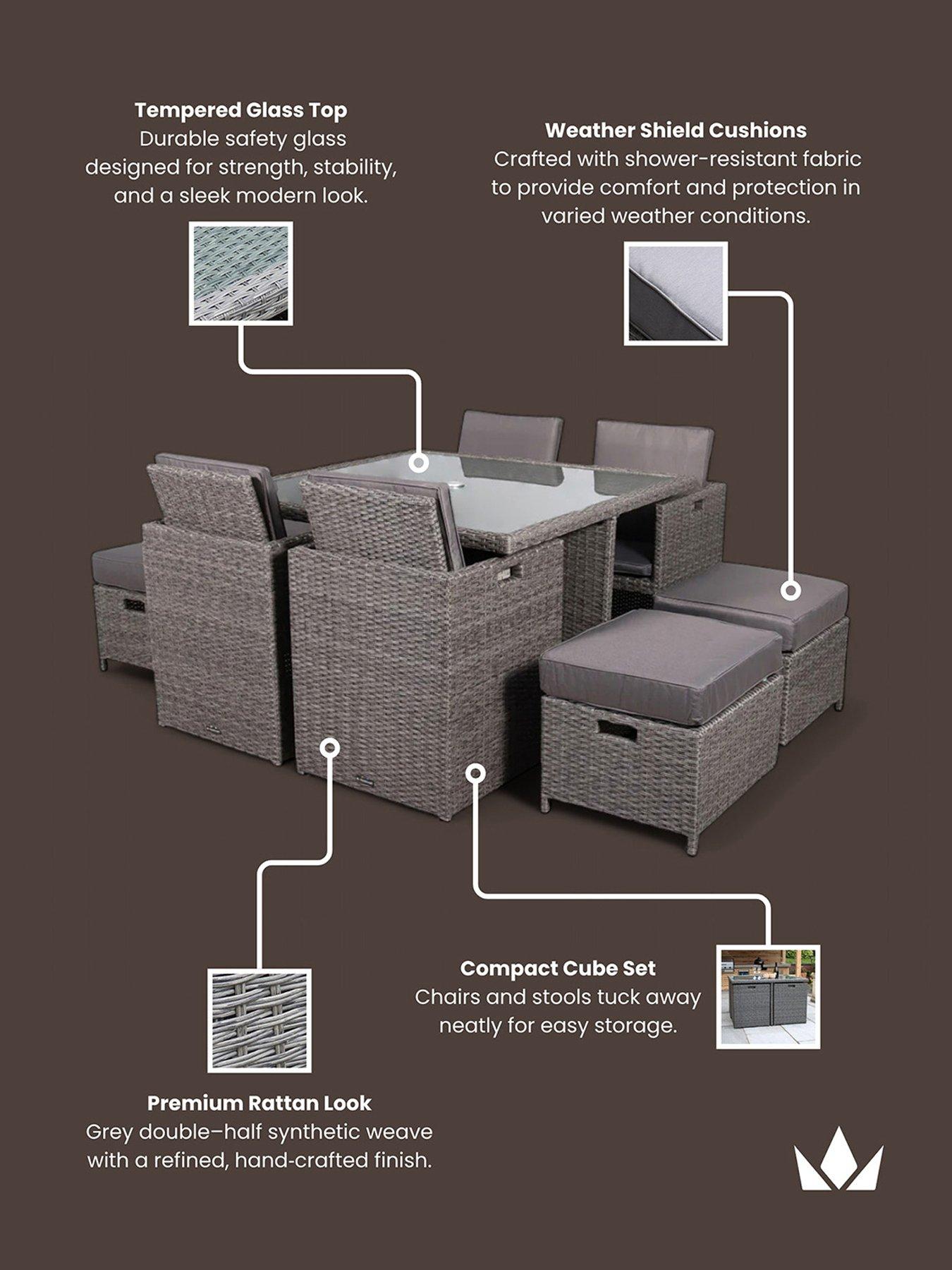  image of royalcraft-paris-8-seater-cube-outdoornbspdining-set