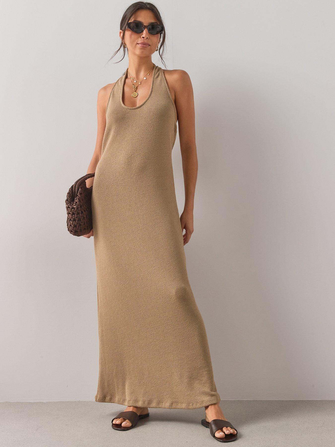 The Very Collection Halter Maxi Dress- Neutral