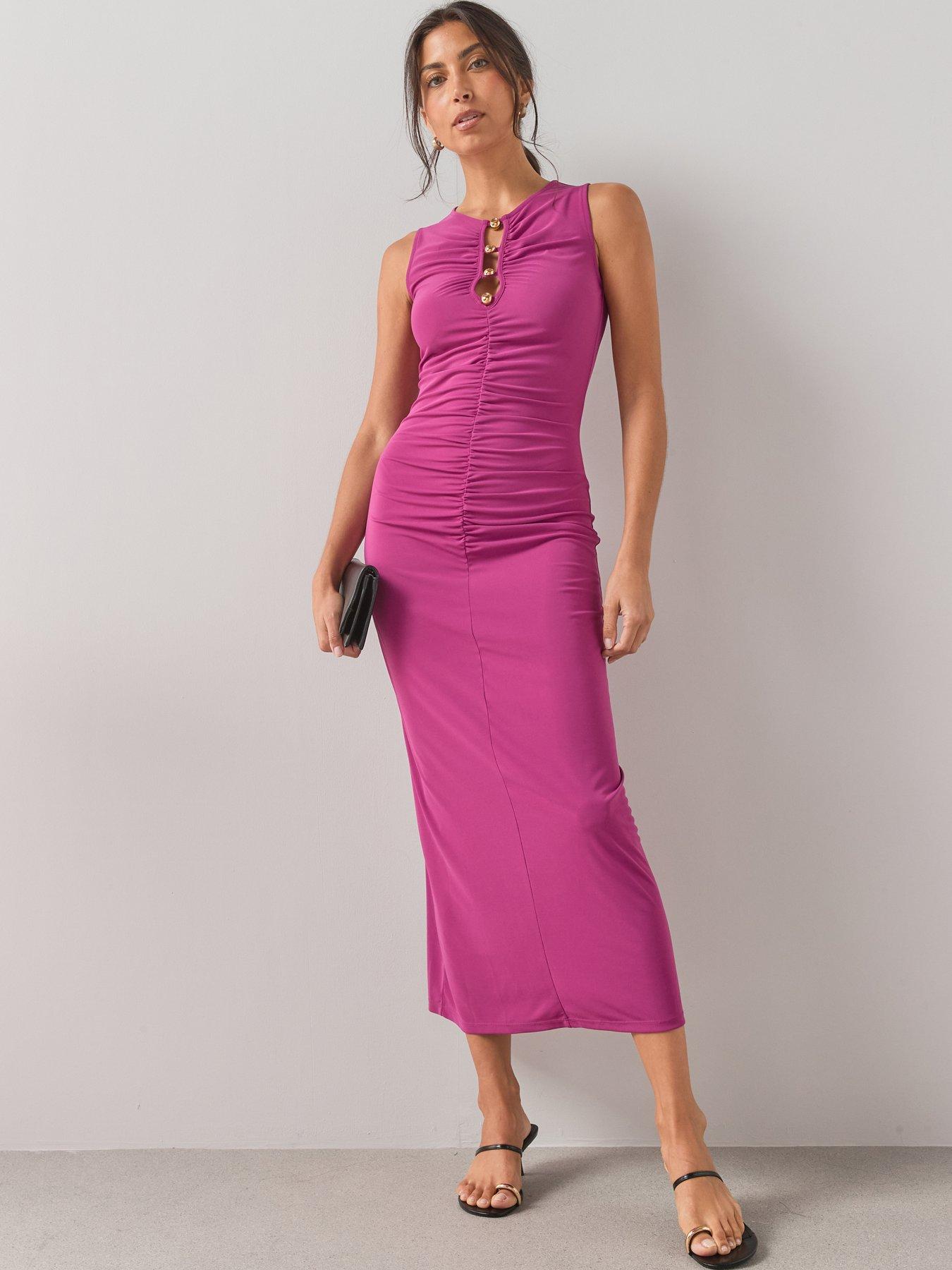 The Very Collection Cut Out Draped Dress - Purple