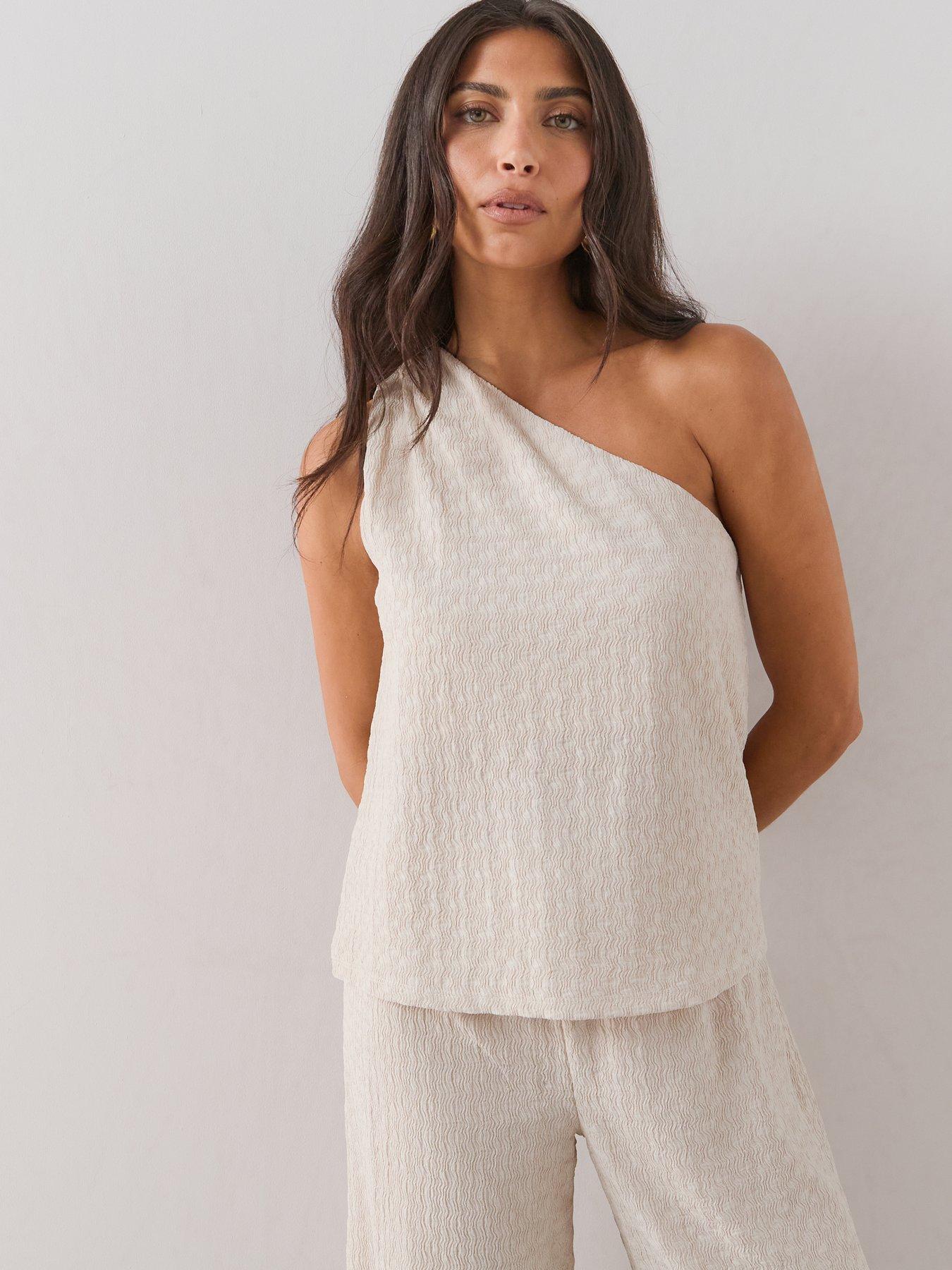 The Very Collection One Shoulder Textured Top - Cream
