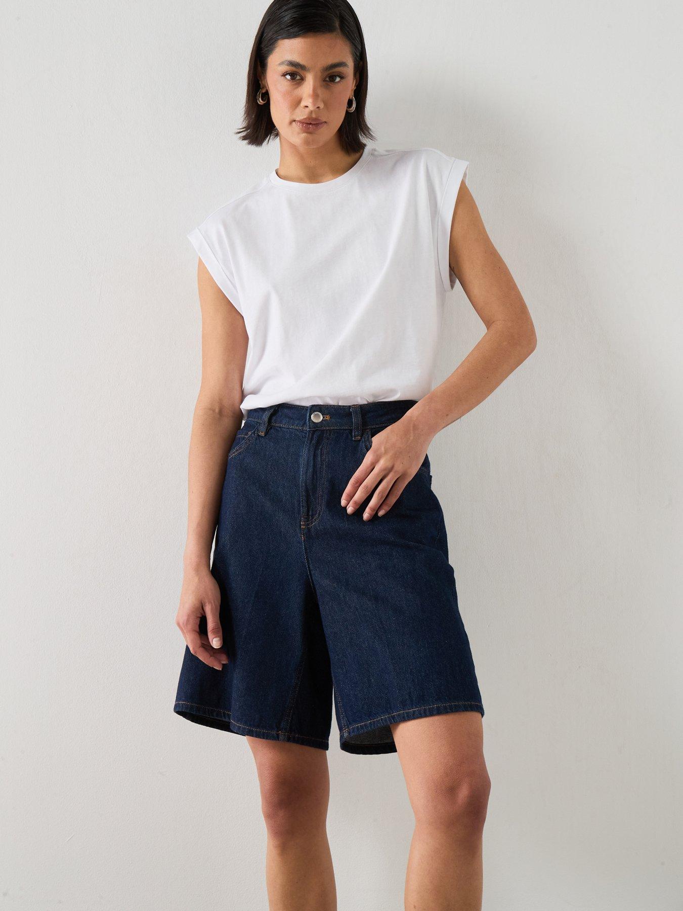 Mango Short-Sleeved T-Shirt With Shoulder Pads - White