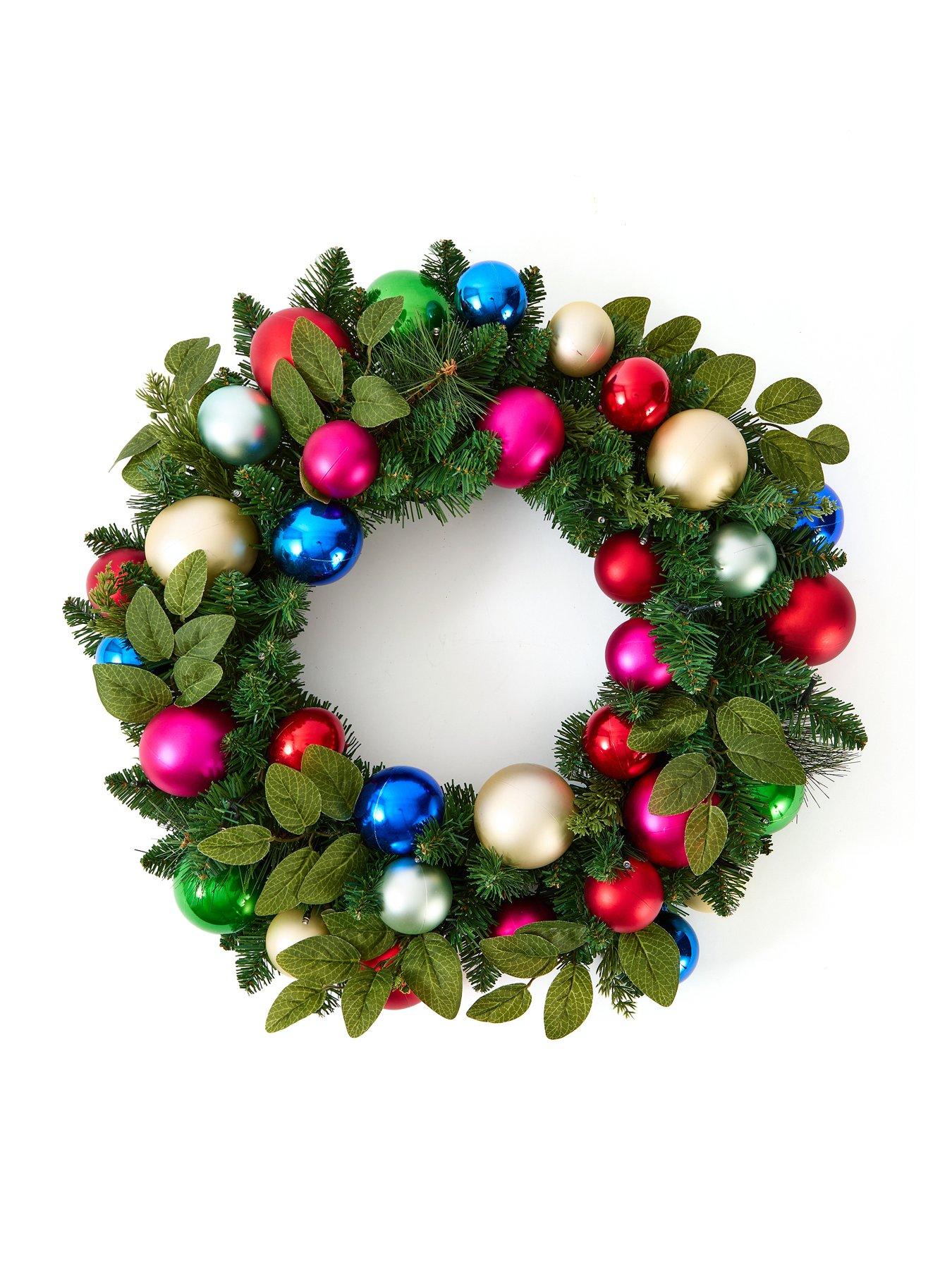 Image 2 of 5 of The Very Collection Light Up Baubles and Foliage Christmas Wreath