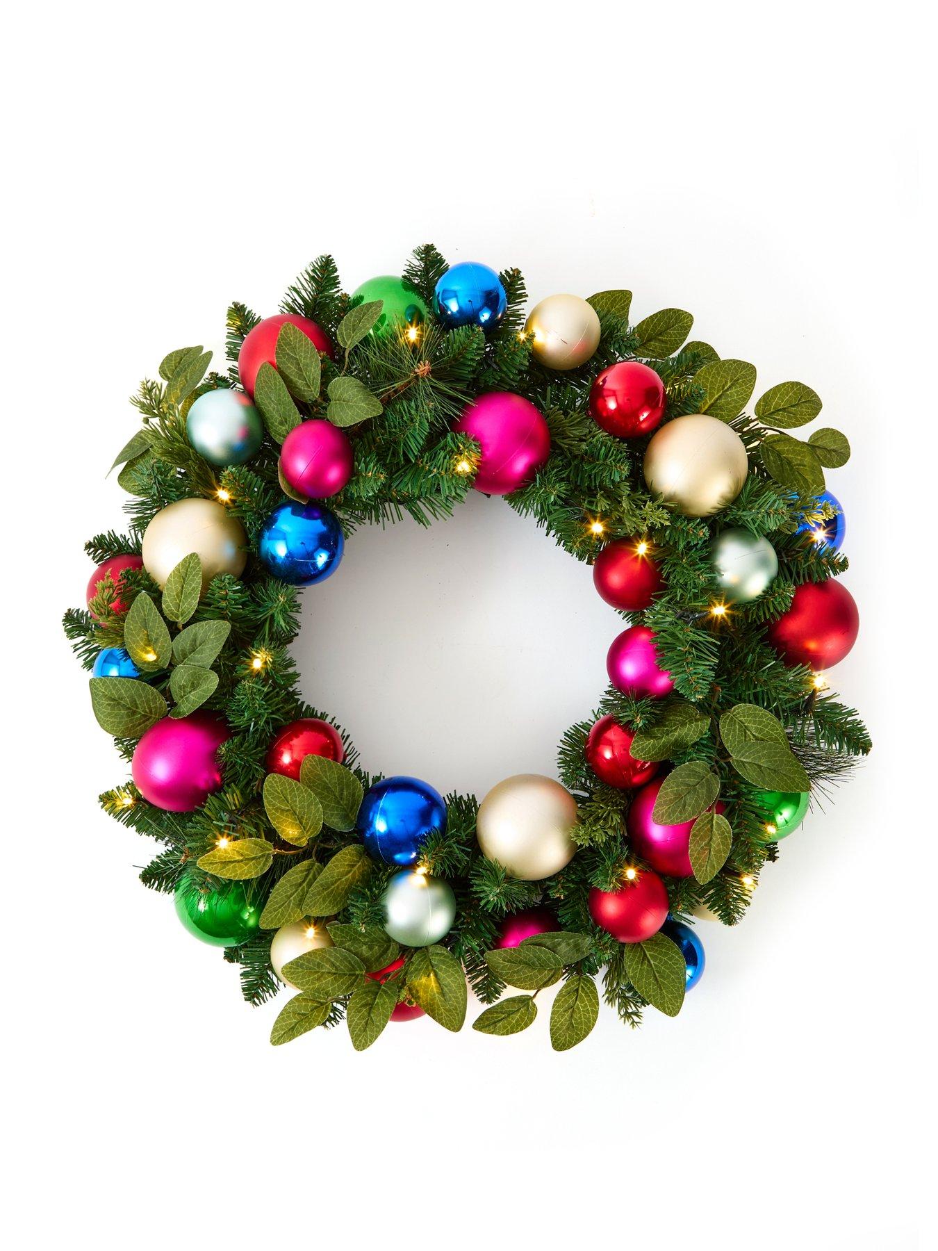 Image 3 of 5 of The Very Collection Light Up Baubles and Foliage Christmas Wreath