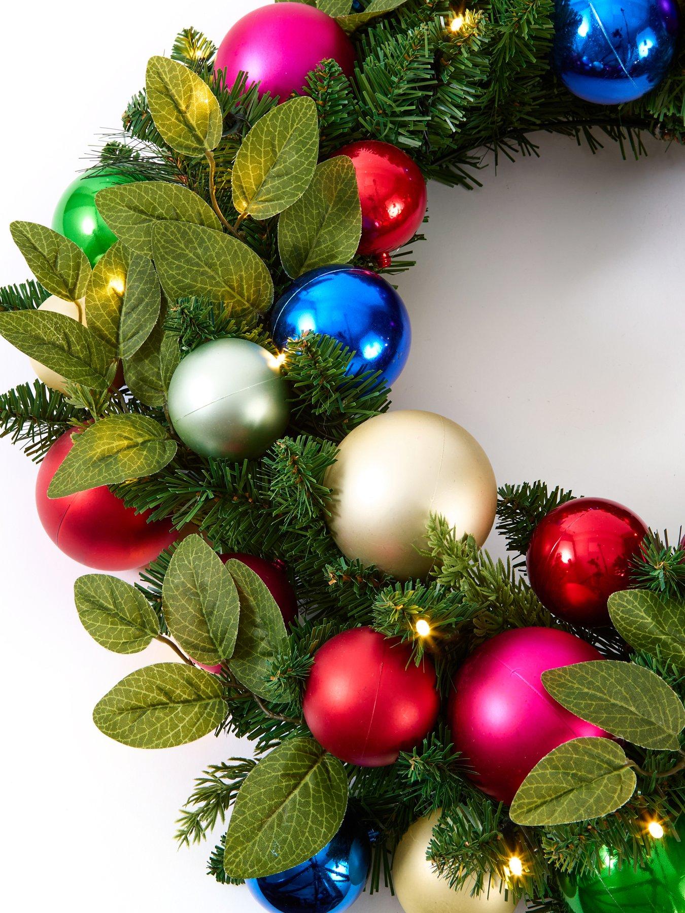 Image 4 of 5 of The Very Collection Light Up Baubles and Foliage Christmas Wreath