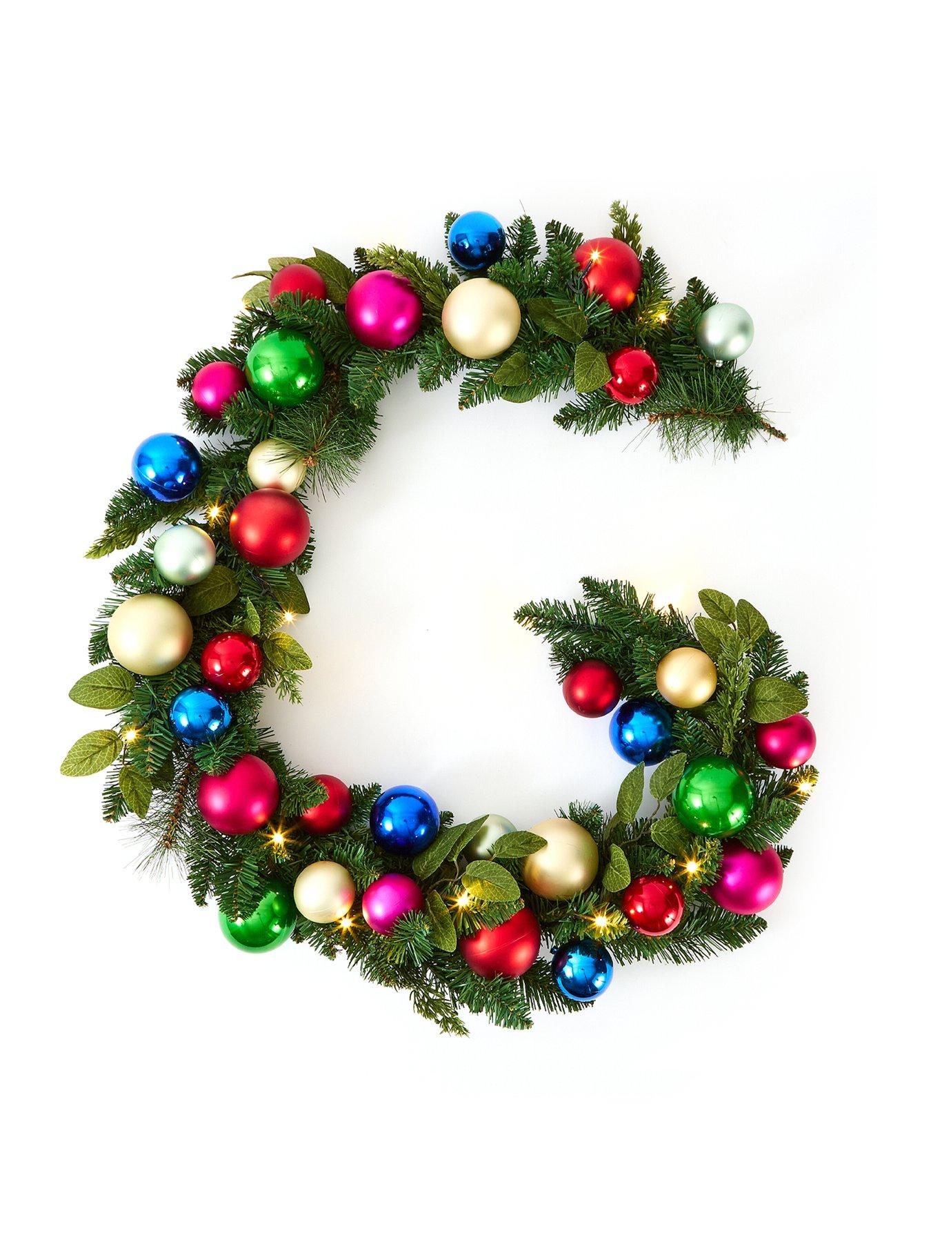 Image 2 of 5 of The Very Collection Light Up Baubles and Foliage Christmas Garland - 180 cm