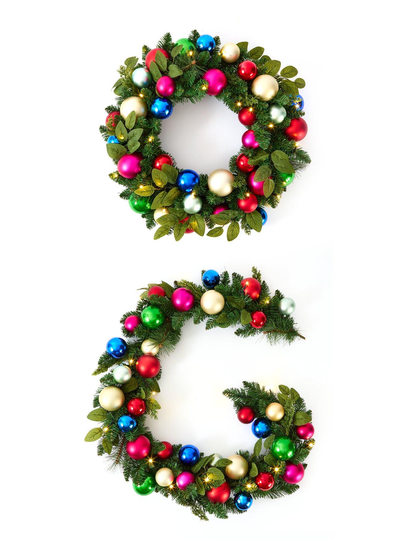 Image 5 of 5 of The Very Collection Light Up Baubles and Foliage Christmas Garland - 180 cm