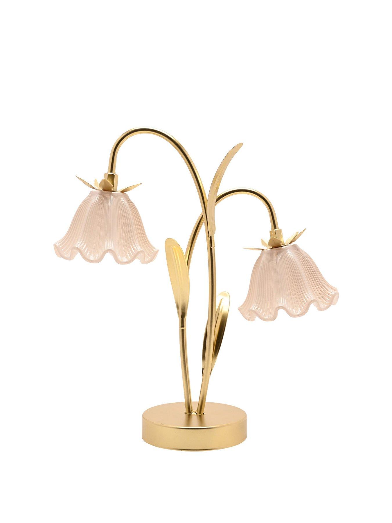 Hestia Floral 2 Stem Led Table Lamp - Gold