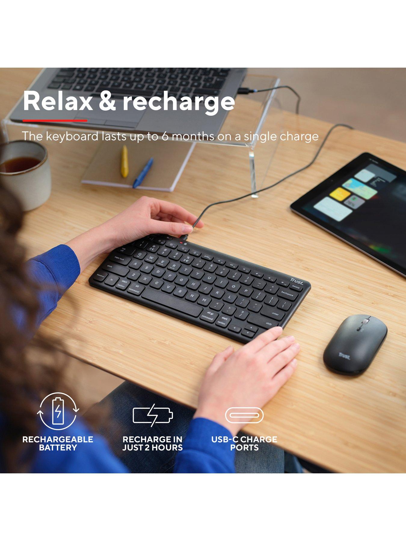 Image 5 of 8 of Trust Trust Lyra Compact Multi-Device Wireless Keyboard for PC/ Laptop - UK Layout, Black