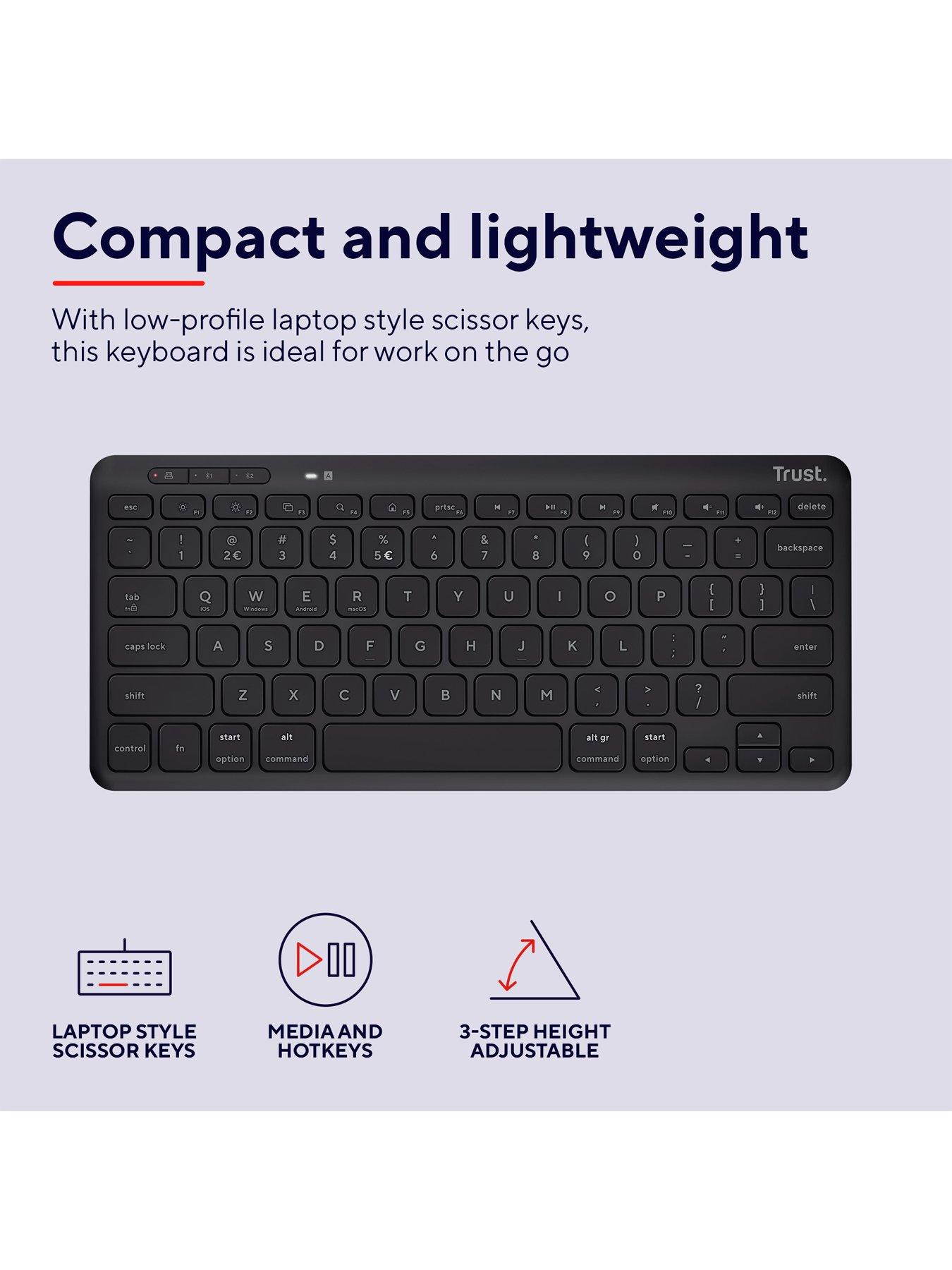  image of trust-lyra-compact-multi-device-wireless-keyboard-for-pc-laptop-uk-layout-black