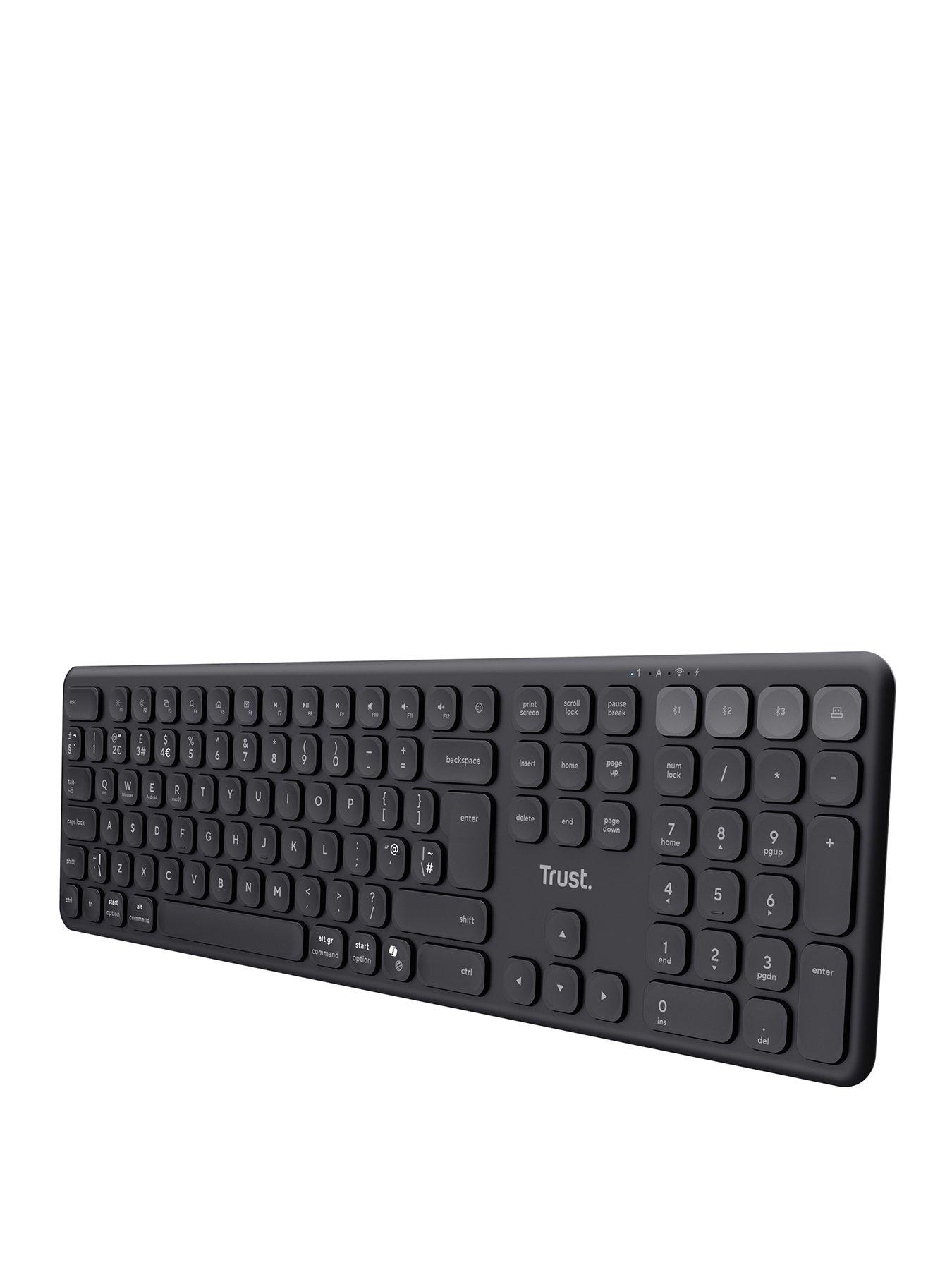 Trust Vaiya Multi-Device Wireless Keyboard for PC/ Laptop - UK Layout, Black